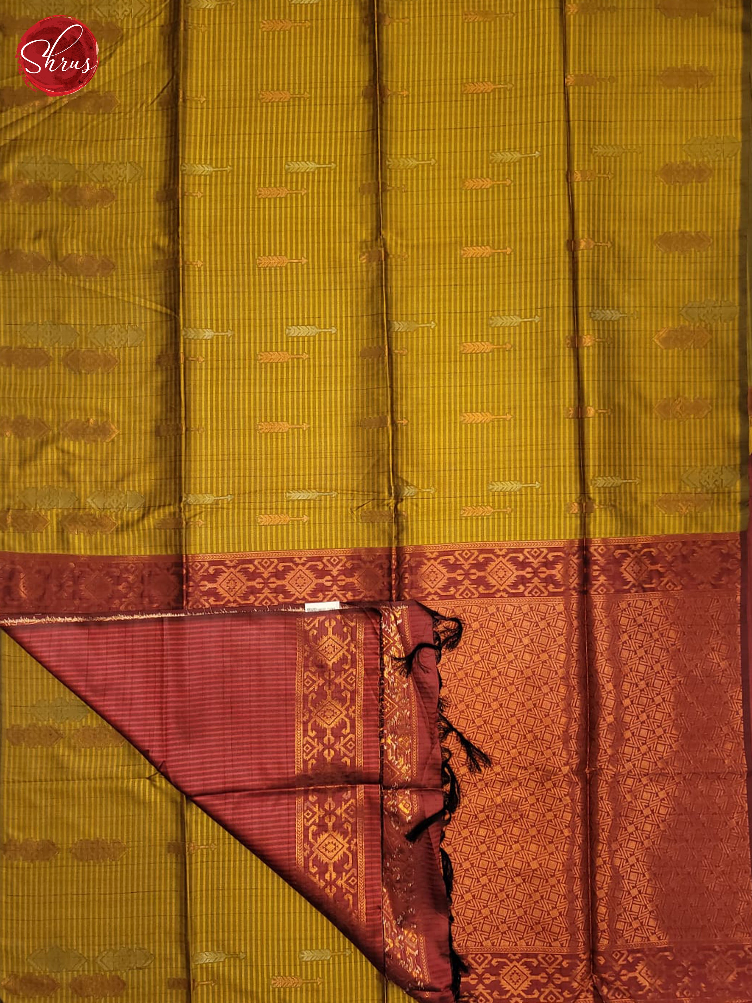 Mehandi Green & Maroon- Semi Tussar Saree - Shop on ShrusEternity.com