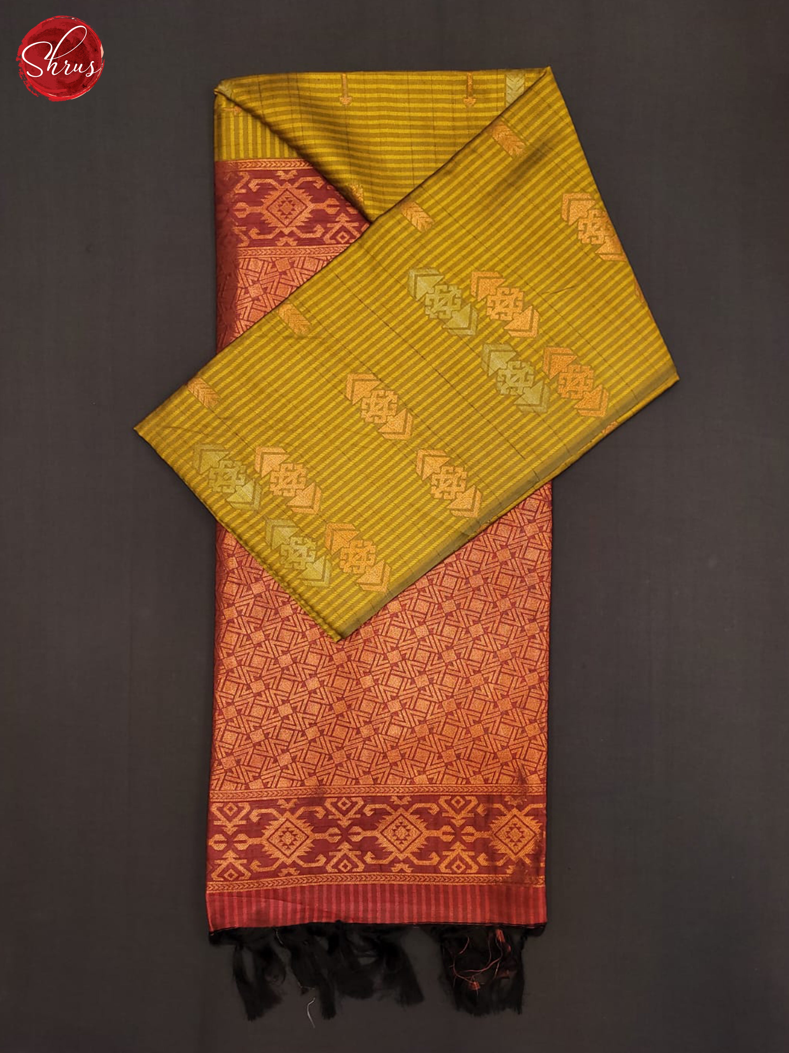 Mehandi Green & Maroon- Semi Tussar Saree - Shop on ShrusEternity.com