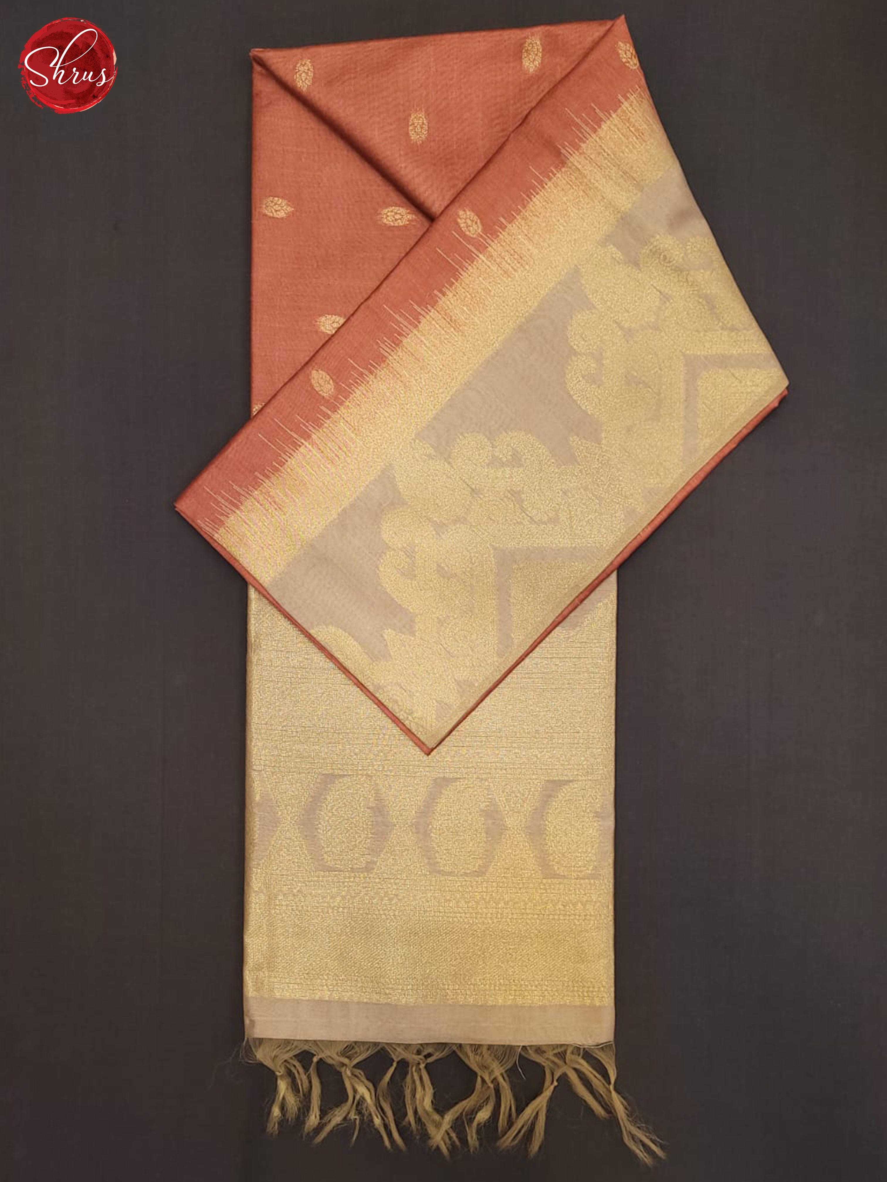 Peach & Beige - Semi Tussar Saree - Shop on ShrusEternity.com