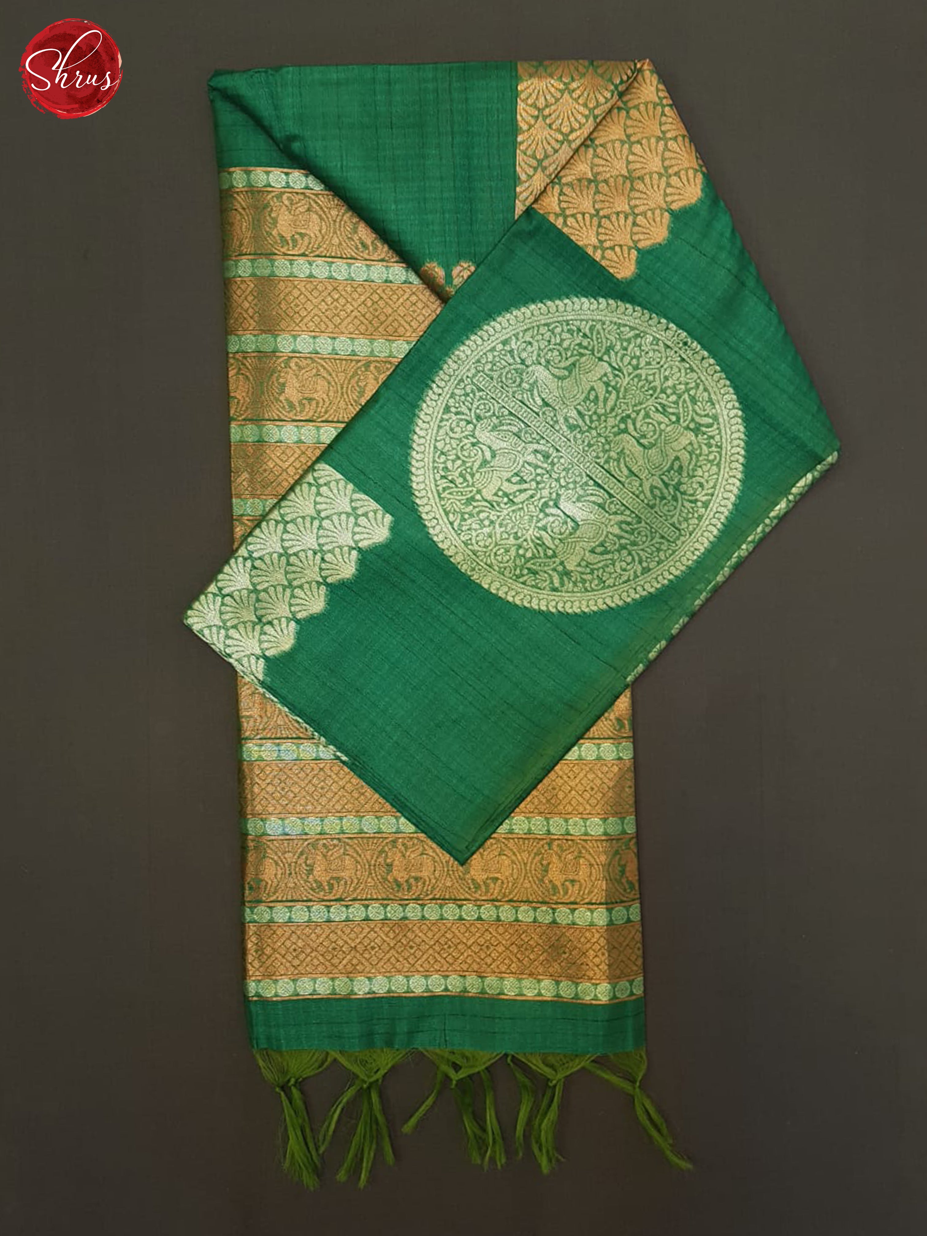 Green(Single Tone) - Semi Tussar Saree - Shop on ShrusEternity.com