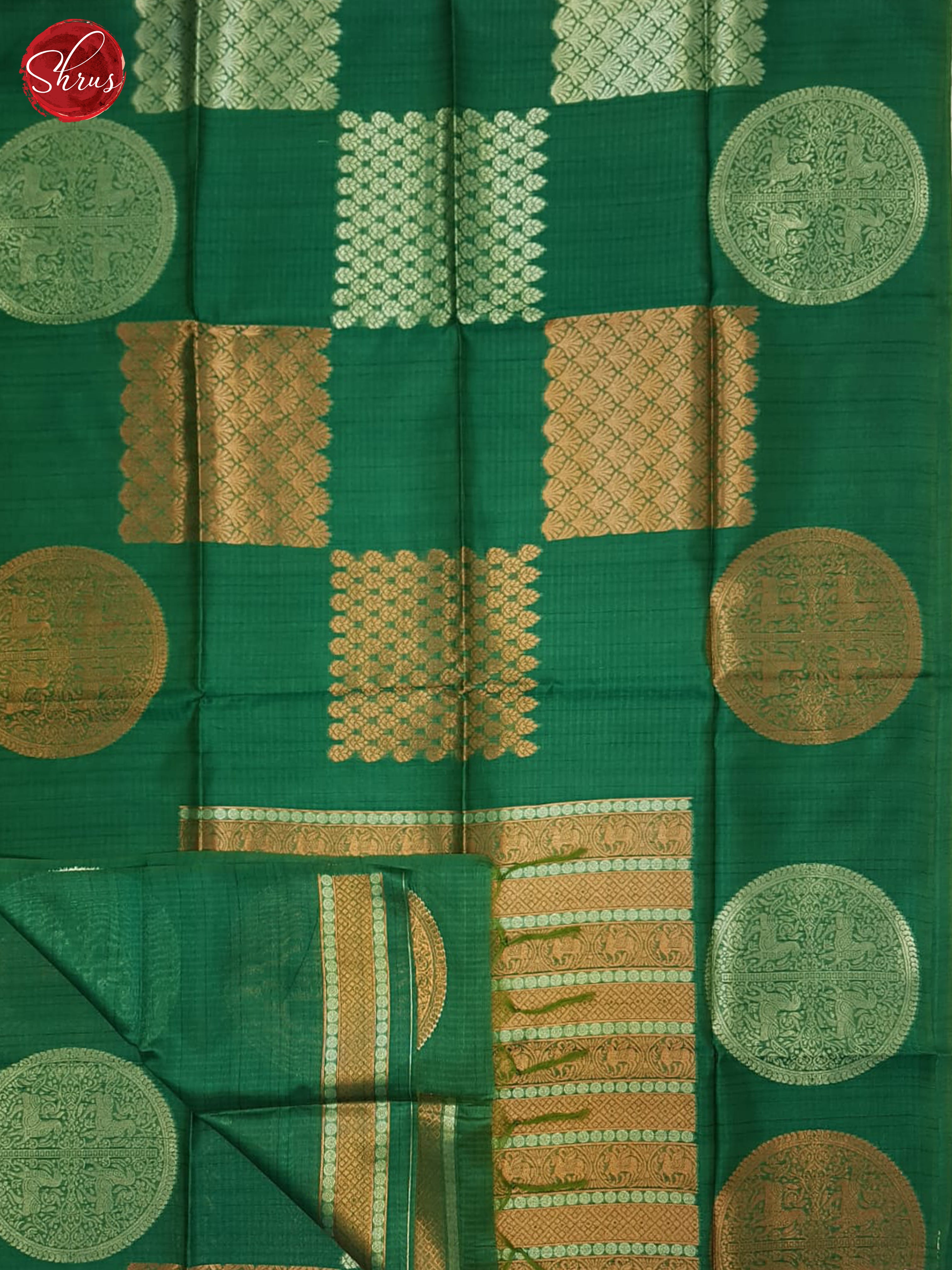 Green(Single Tone) - Semi Tussar Saree - Shop on ShrusEternity.com