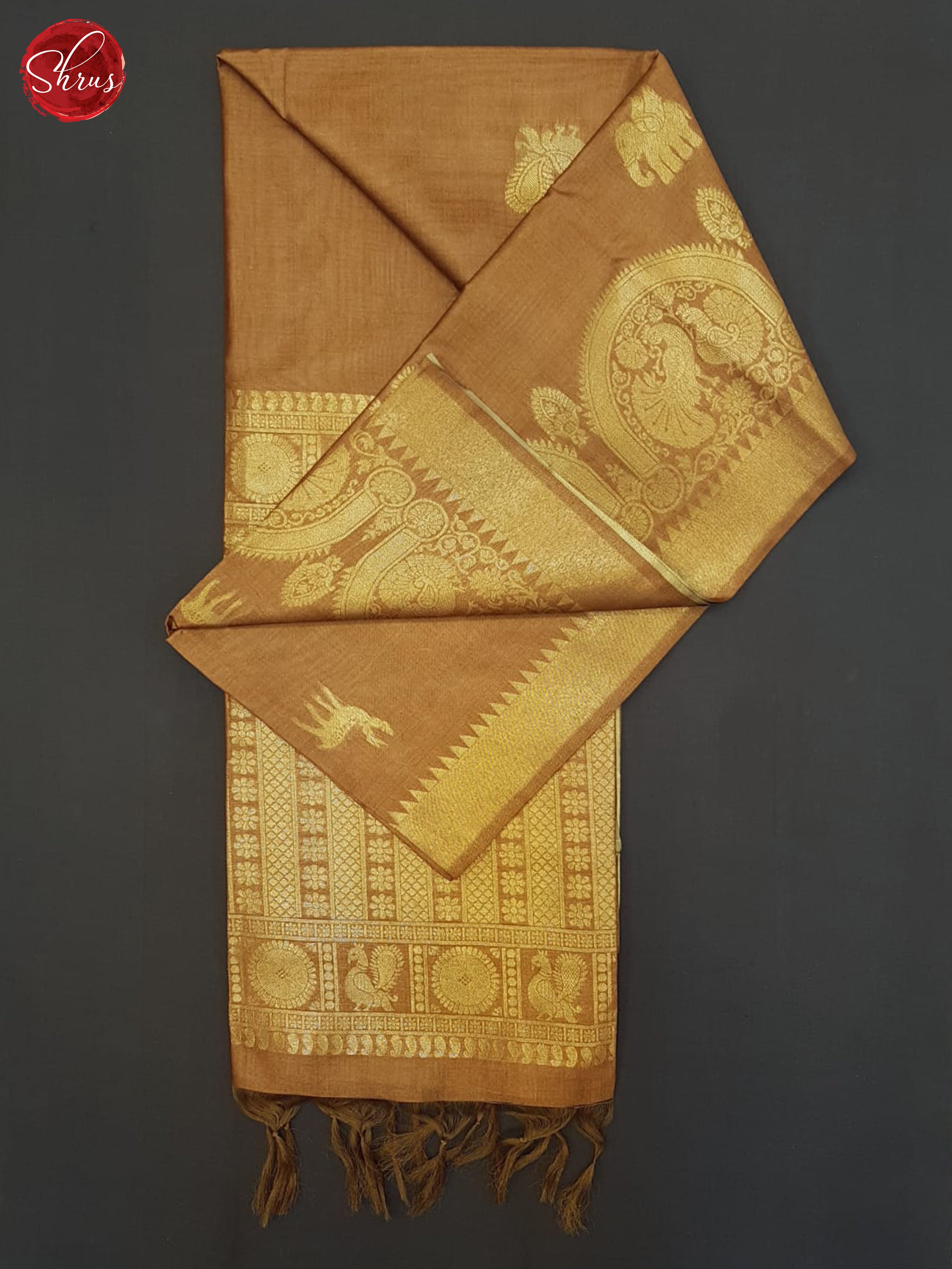 Brown (Single Tone) - Semi Tussar Saree - Shop on ShrusEternity.com