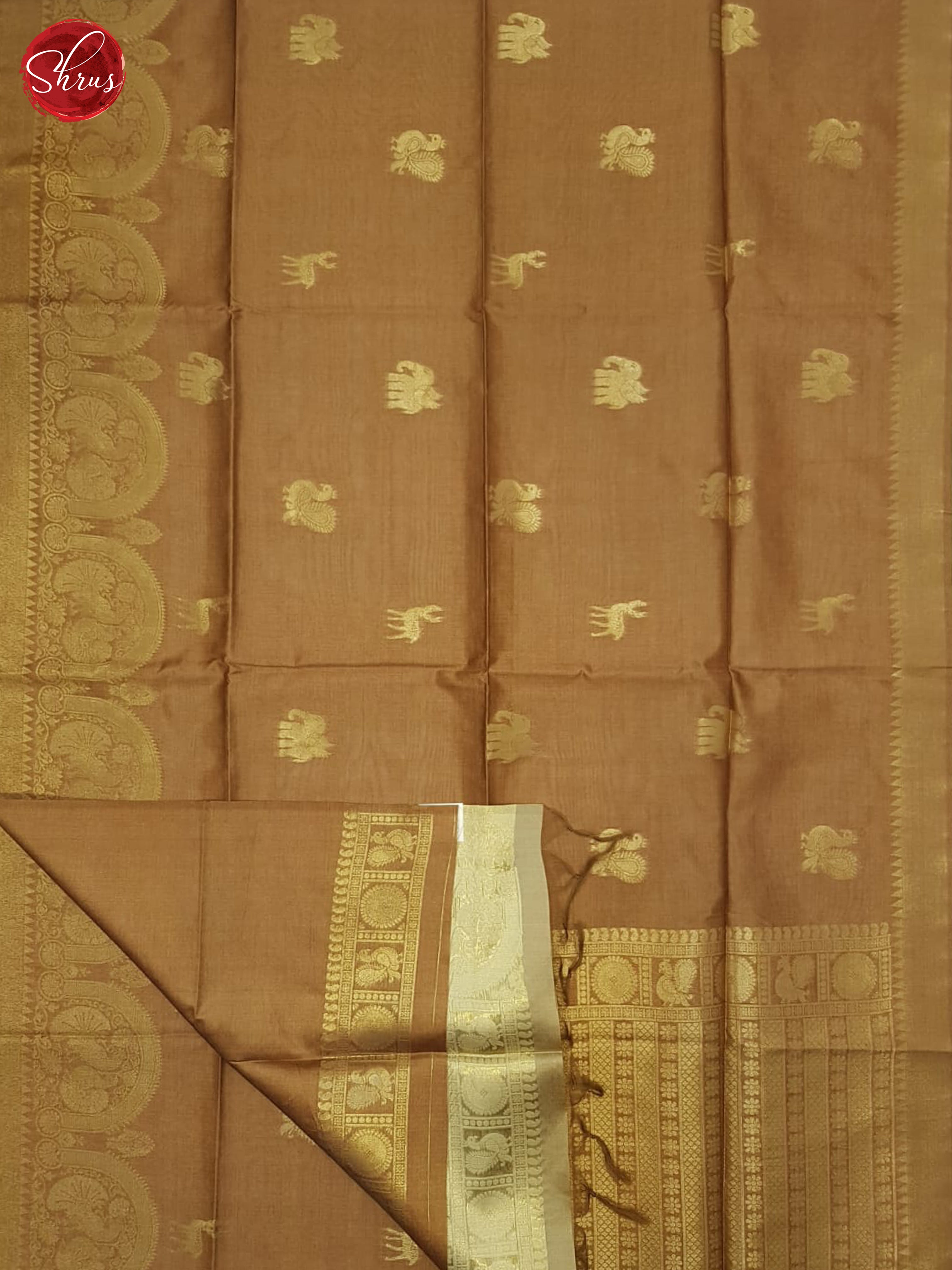 Brown (Single Tone) - Semi Tussar Saree - Shop on ShrusEternity.com