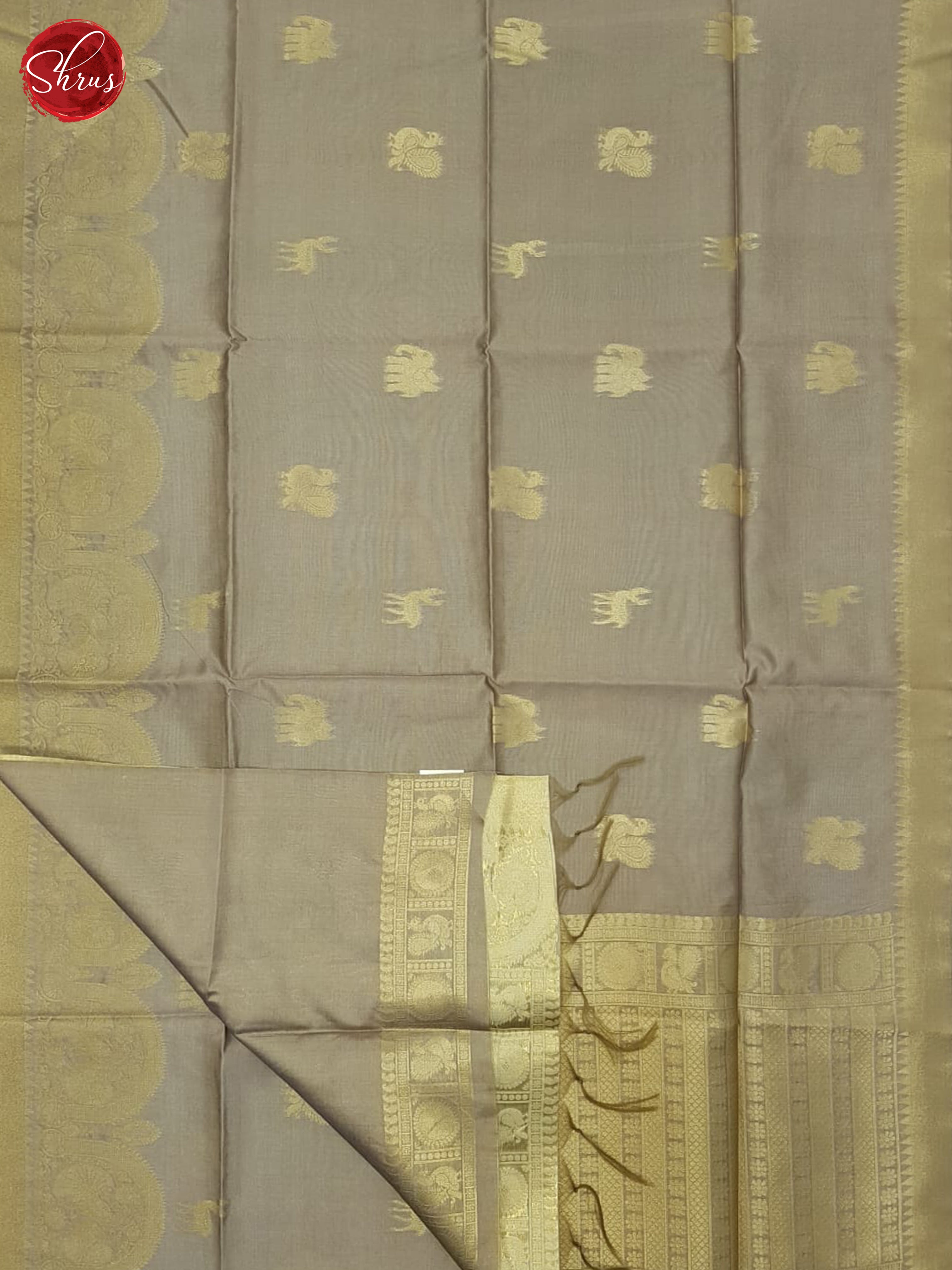 Grey(Single Tone)- Semi Tussar Saree - Shop on ShrusEternity.com