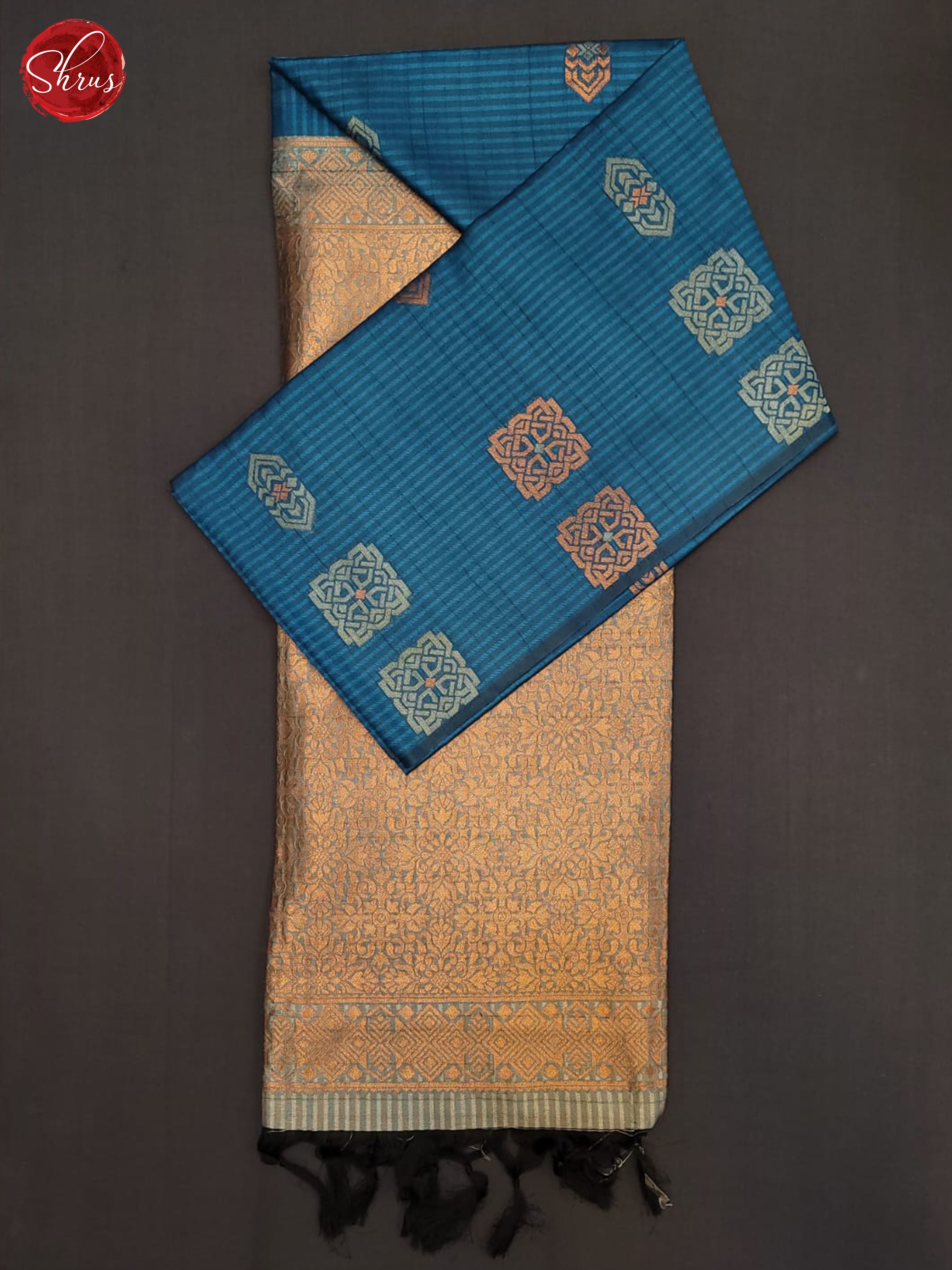 Blue & Grey - Semi Tussar Saree - Shop on ShrusEternity.com