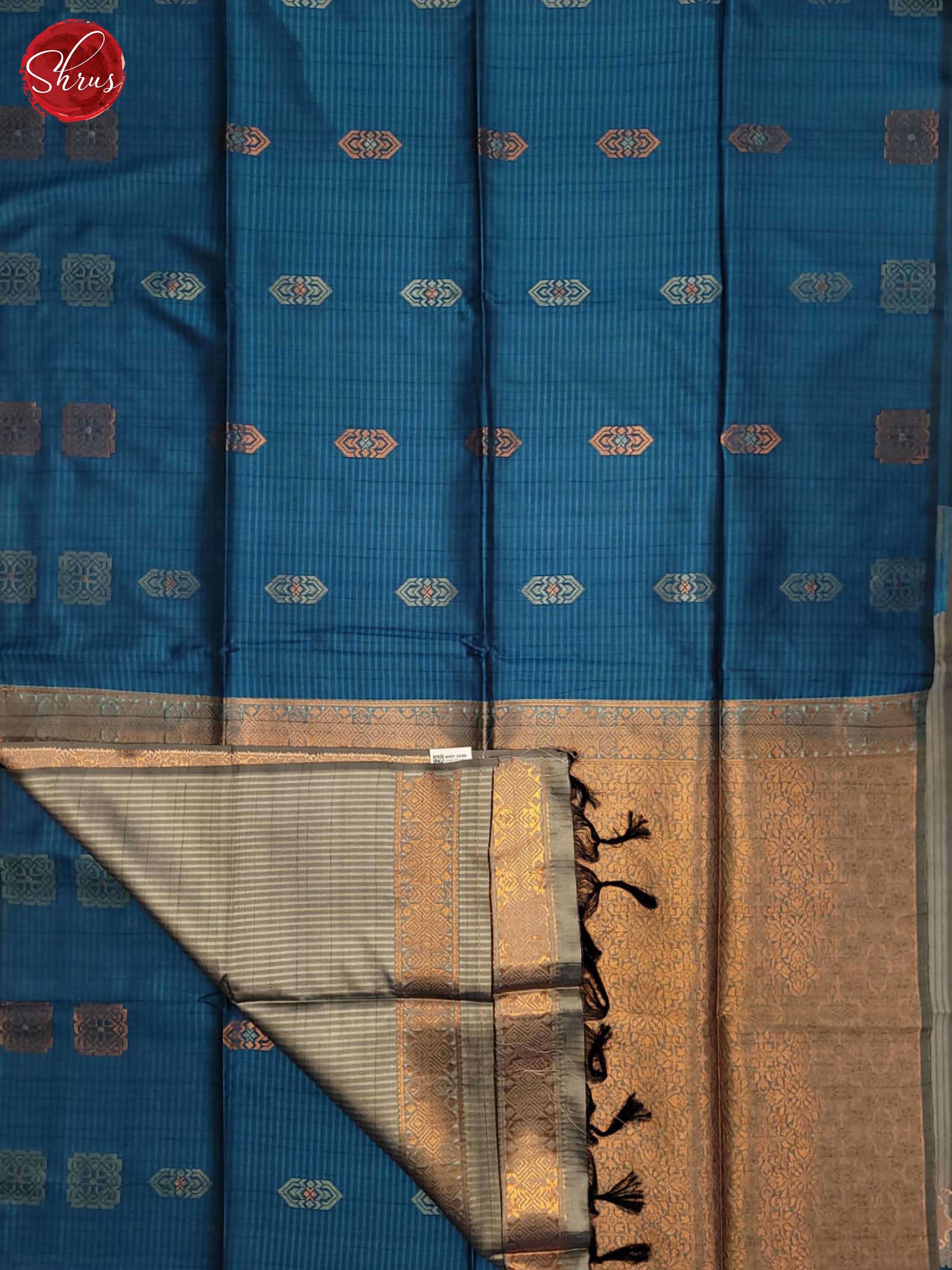 Blue & Grey - Semi Tussar Saree - Shop on ShrusEternity.com