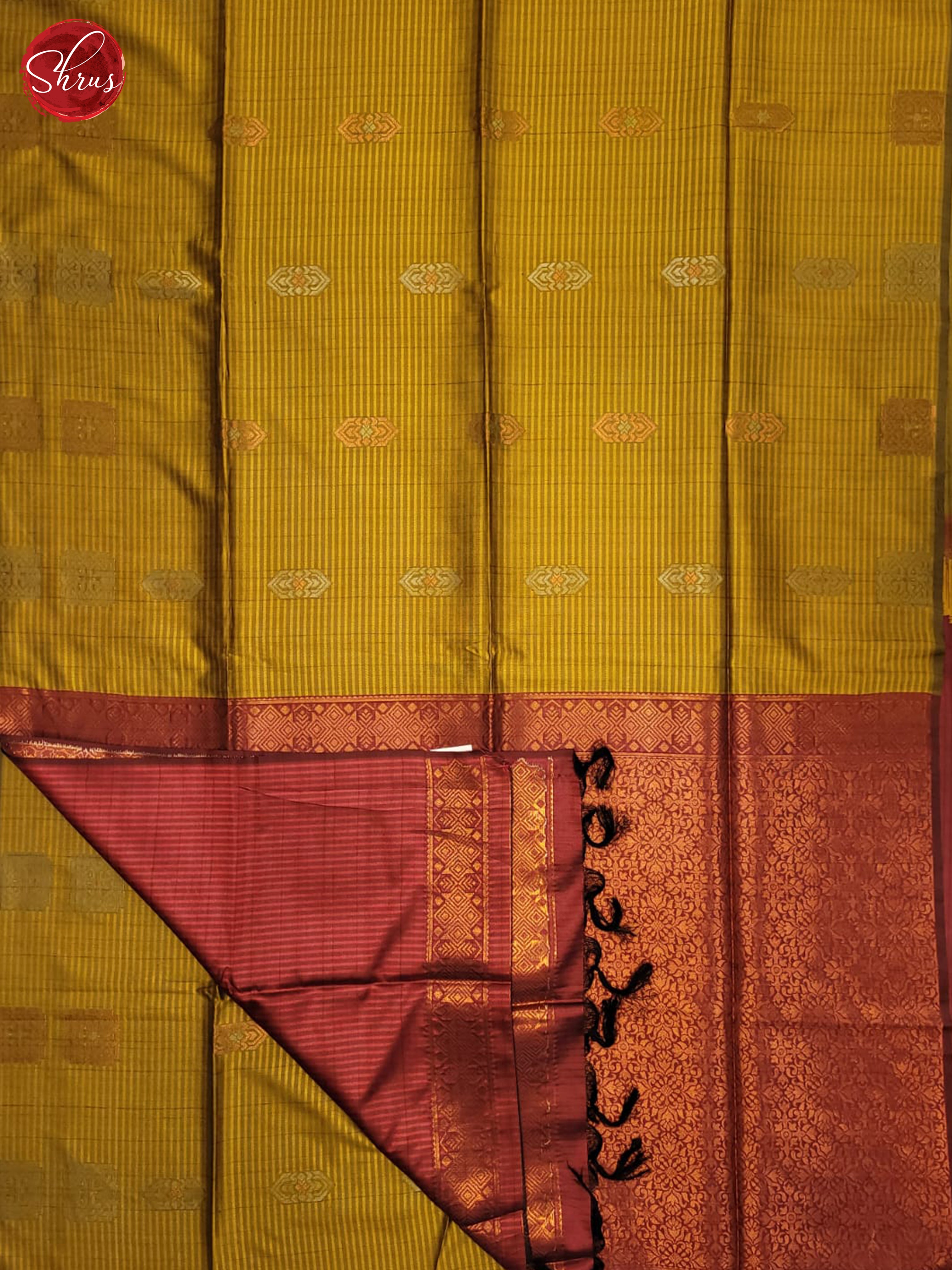 Mehandi Green & Red - Semi Tussar Saree - Shop on ShrusEternity.com