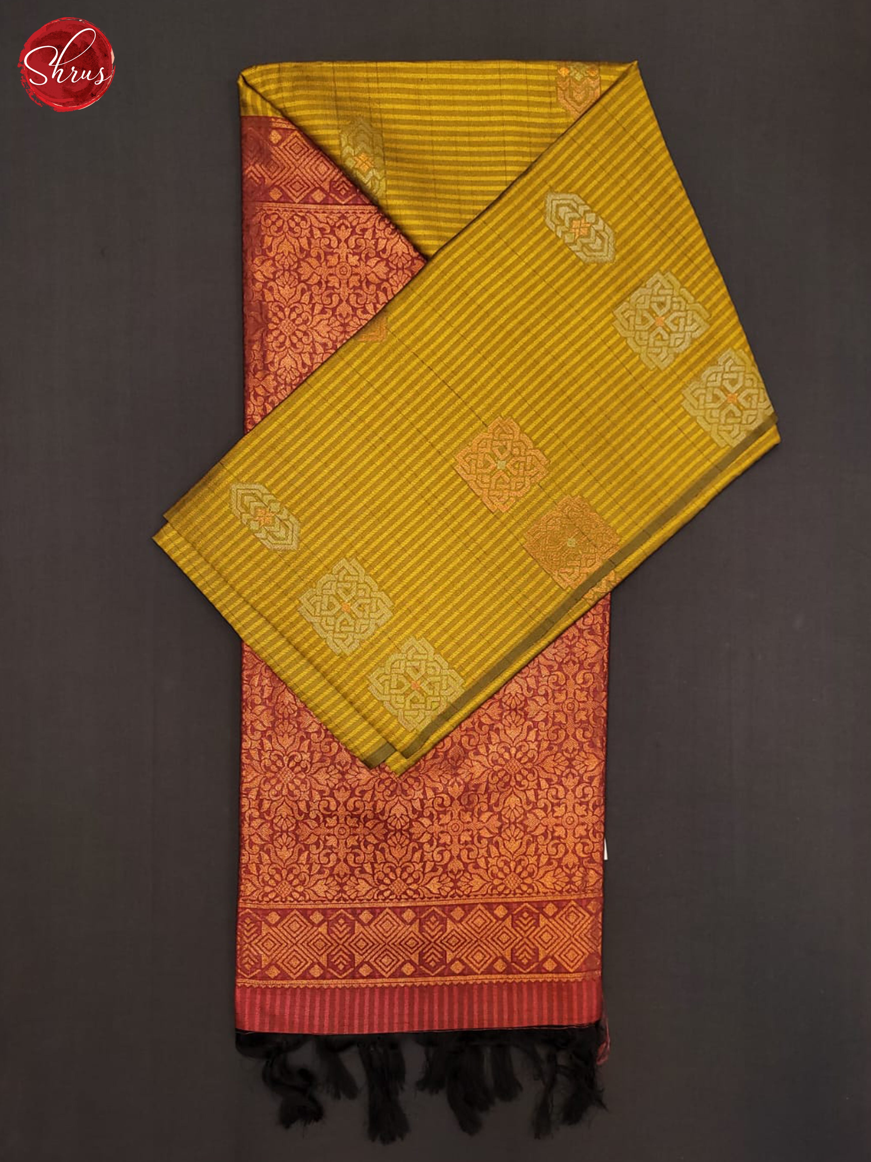 Mehandi Green & Red - Semi Tussar Saree - Shop on ShrusEternity.com