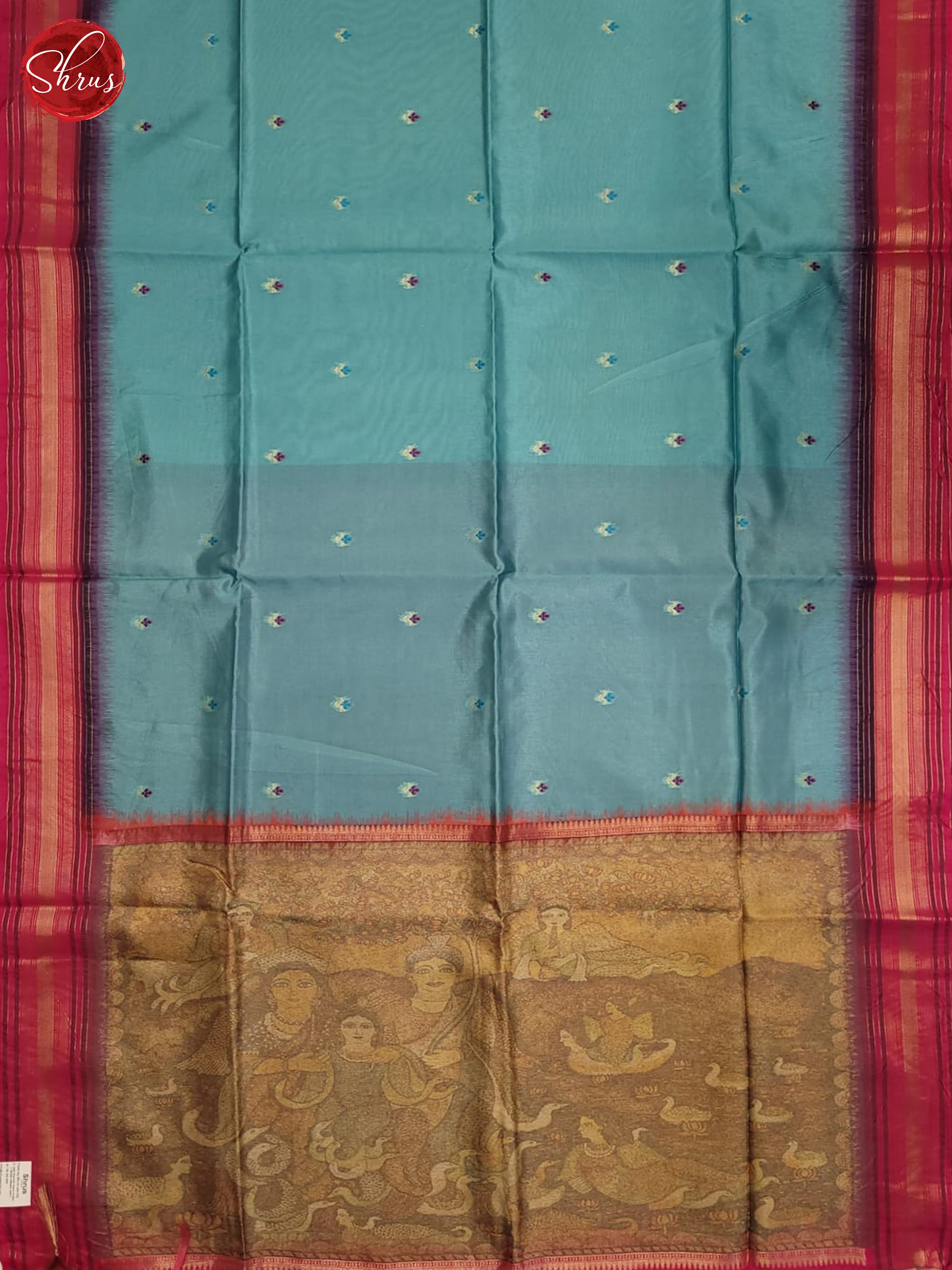 Blue & Pink - Semi Tussar Saree - Shop on ShrusEternity.com