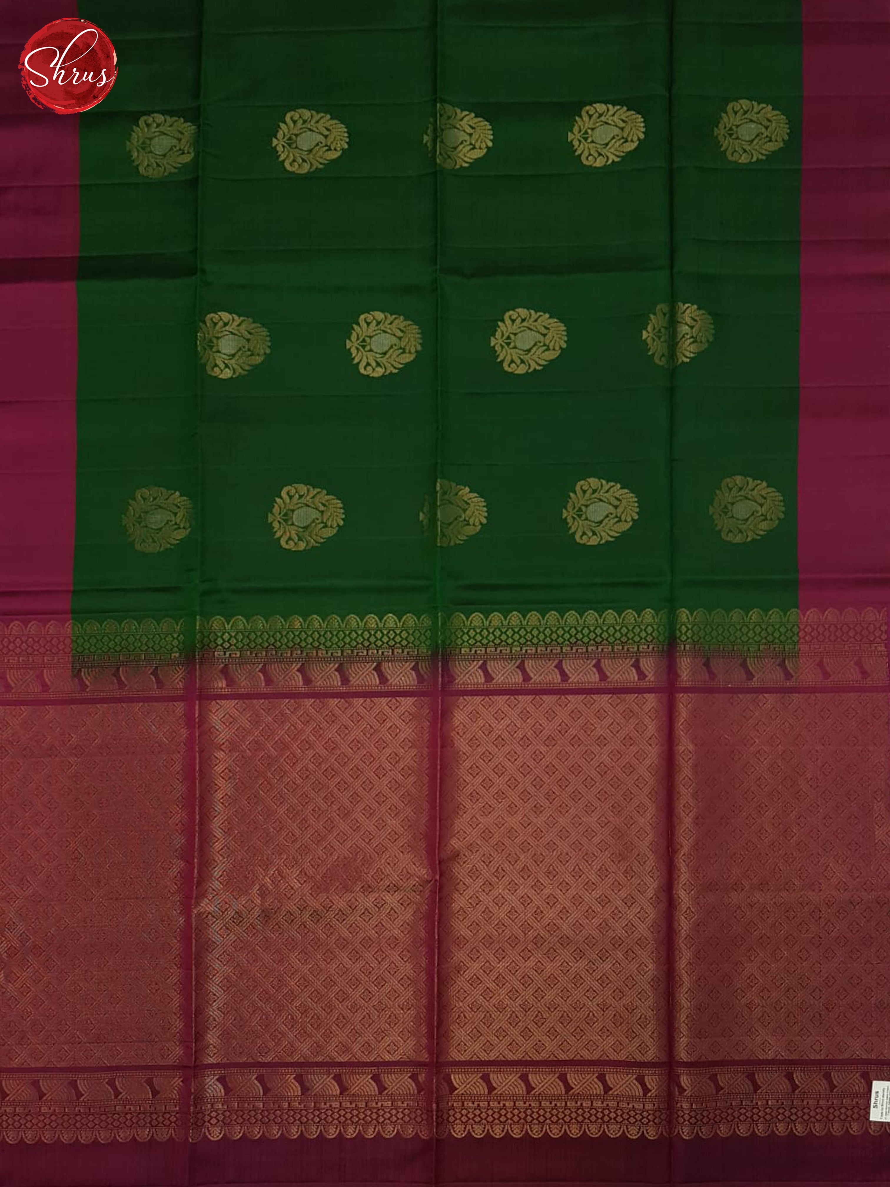 Green & Wine - Soft Silk Halfpure Saree - Shop on ShrusEternity.com