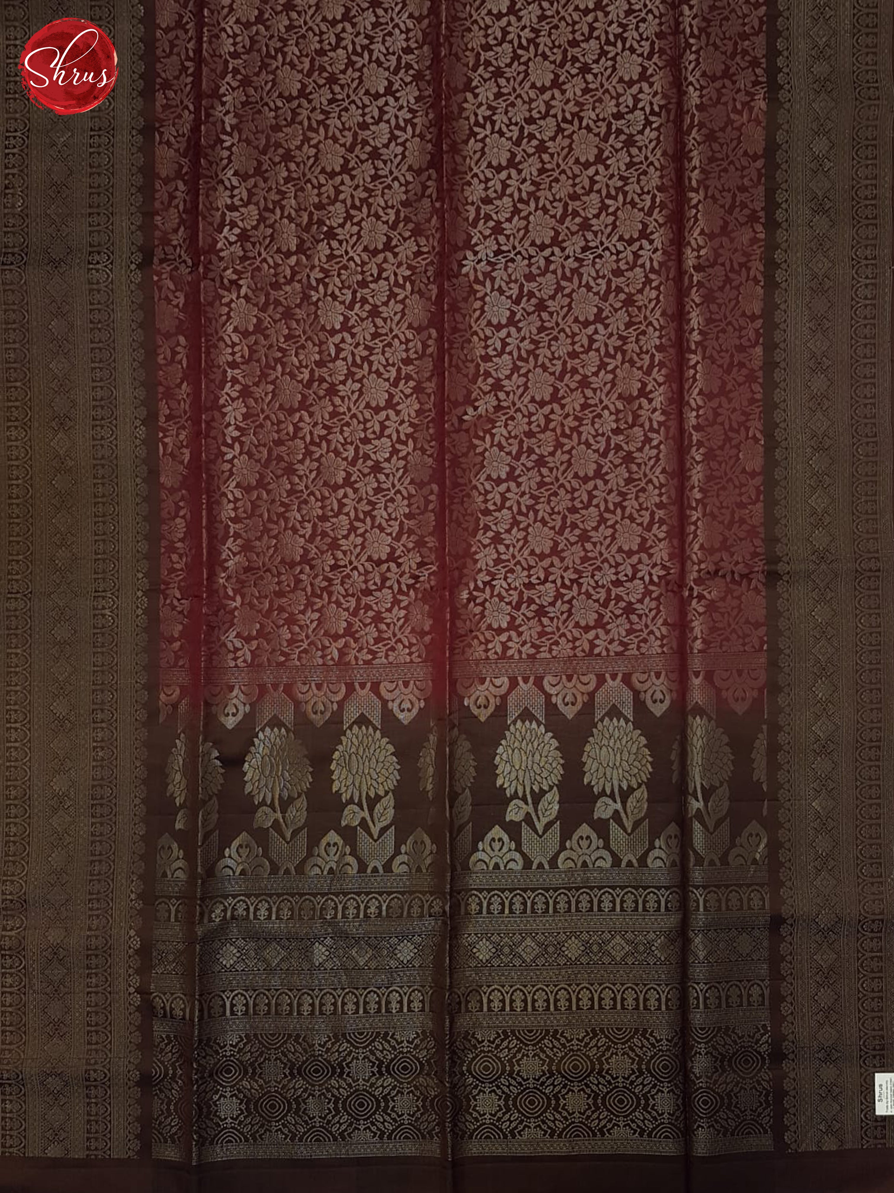 Maroon & Brown - Soft Silk Halfpure Saree - Shop on ShrusEternity.com
