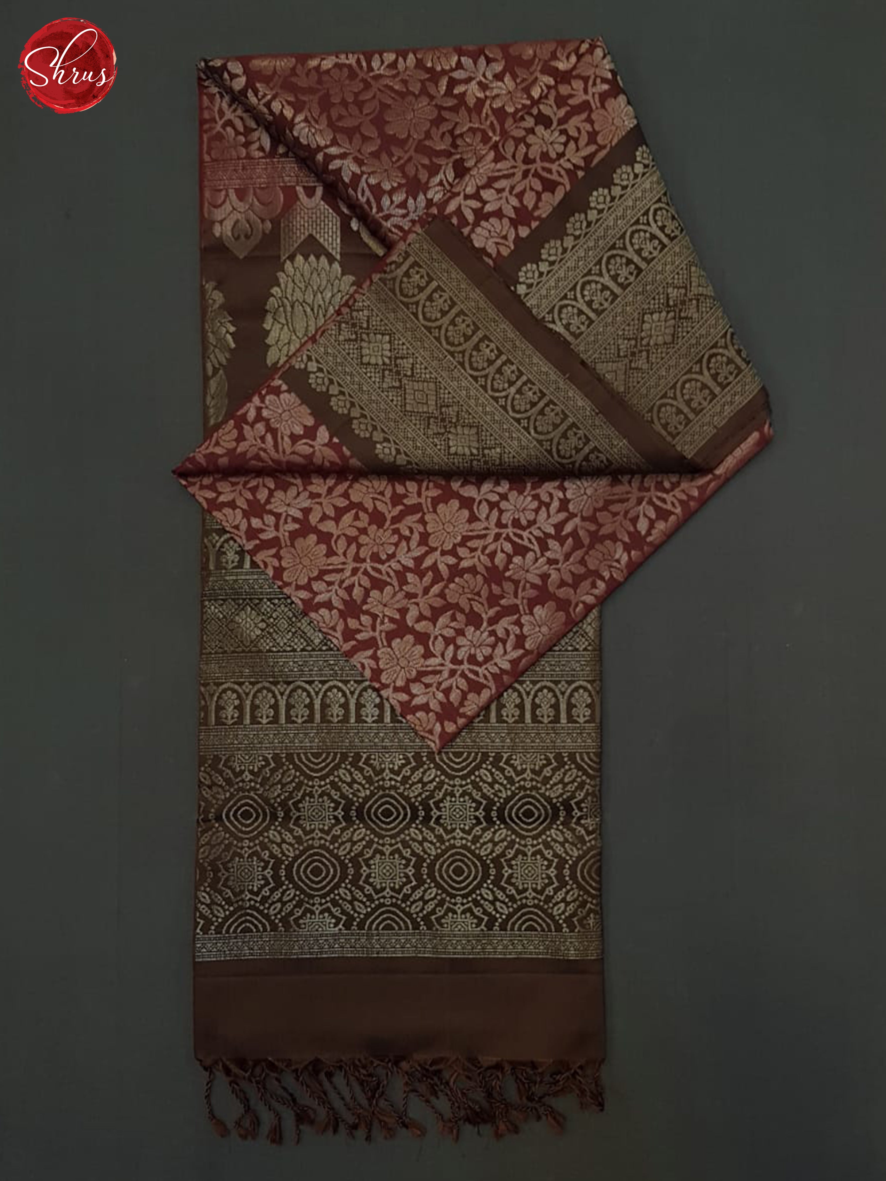 Maroon & Brown - Soft Silk Halfpure Saree - Shop on ShrusEternity.com