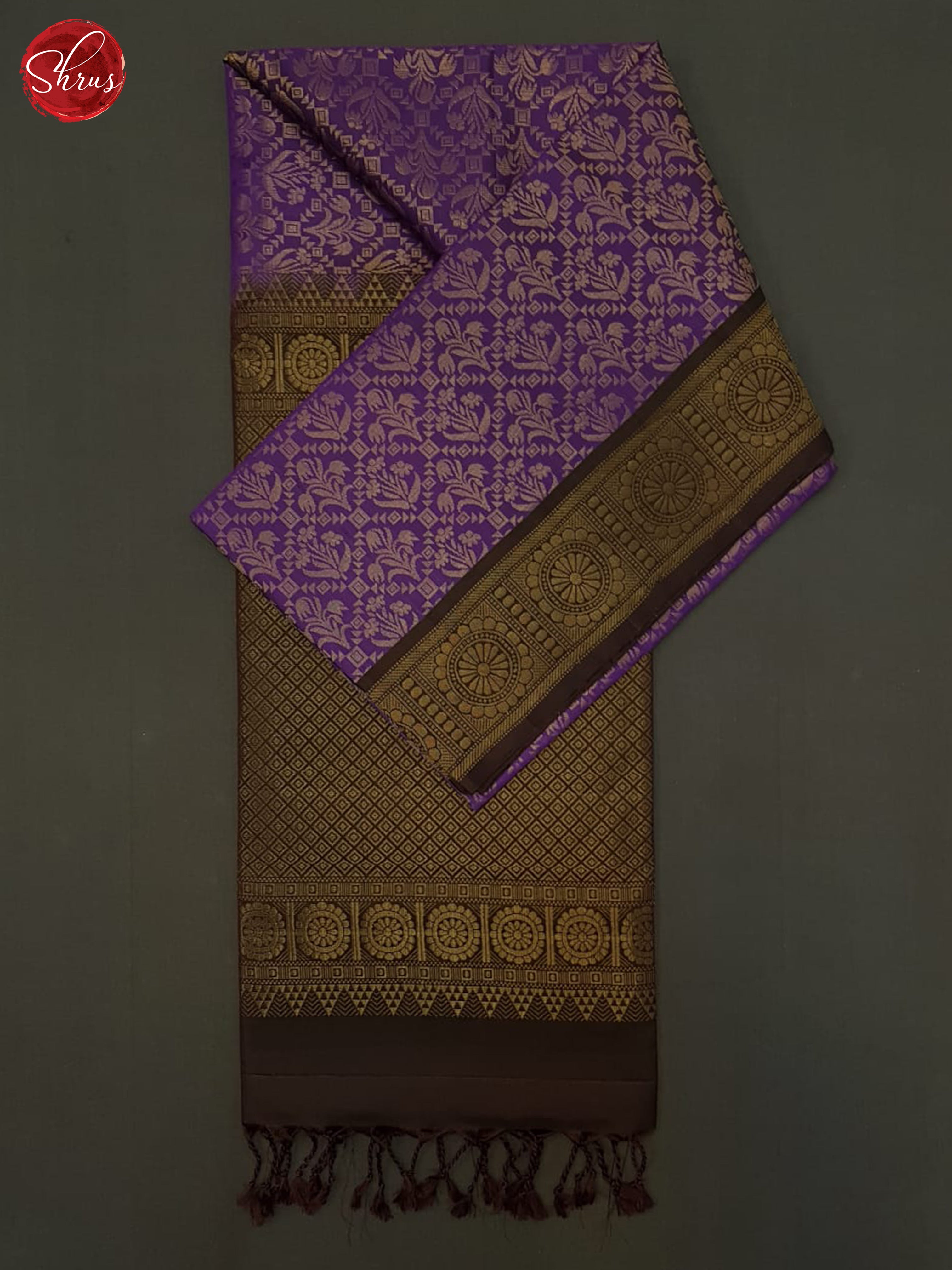 Purple & Brown - Softsilk Halfpure Saree - Shop on ShrusEternity.com
