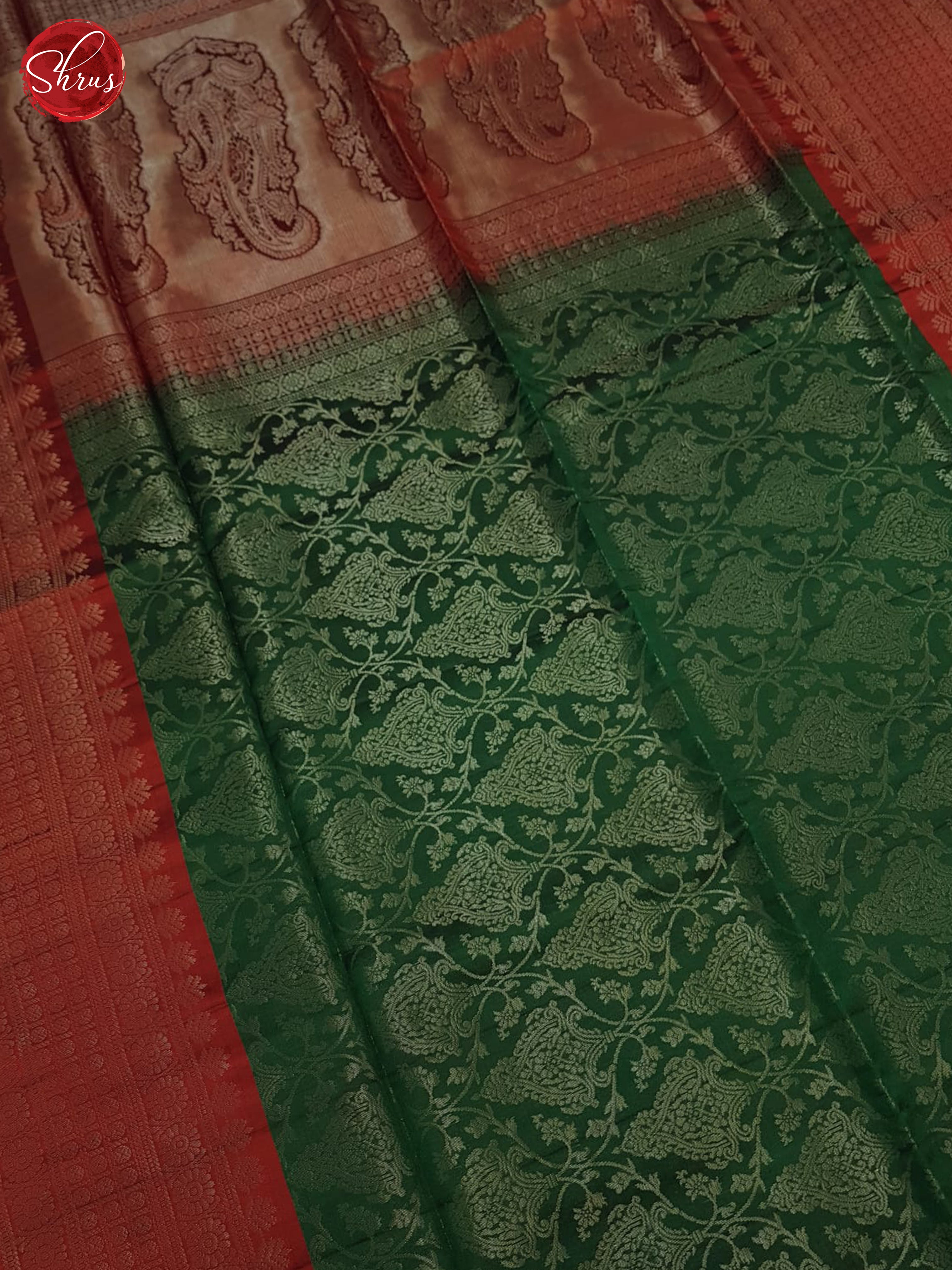 Green & Red - Soft Silk Halfpure Saree - Shop on ShrusEternity.com