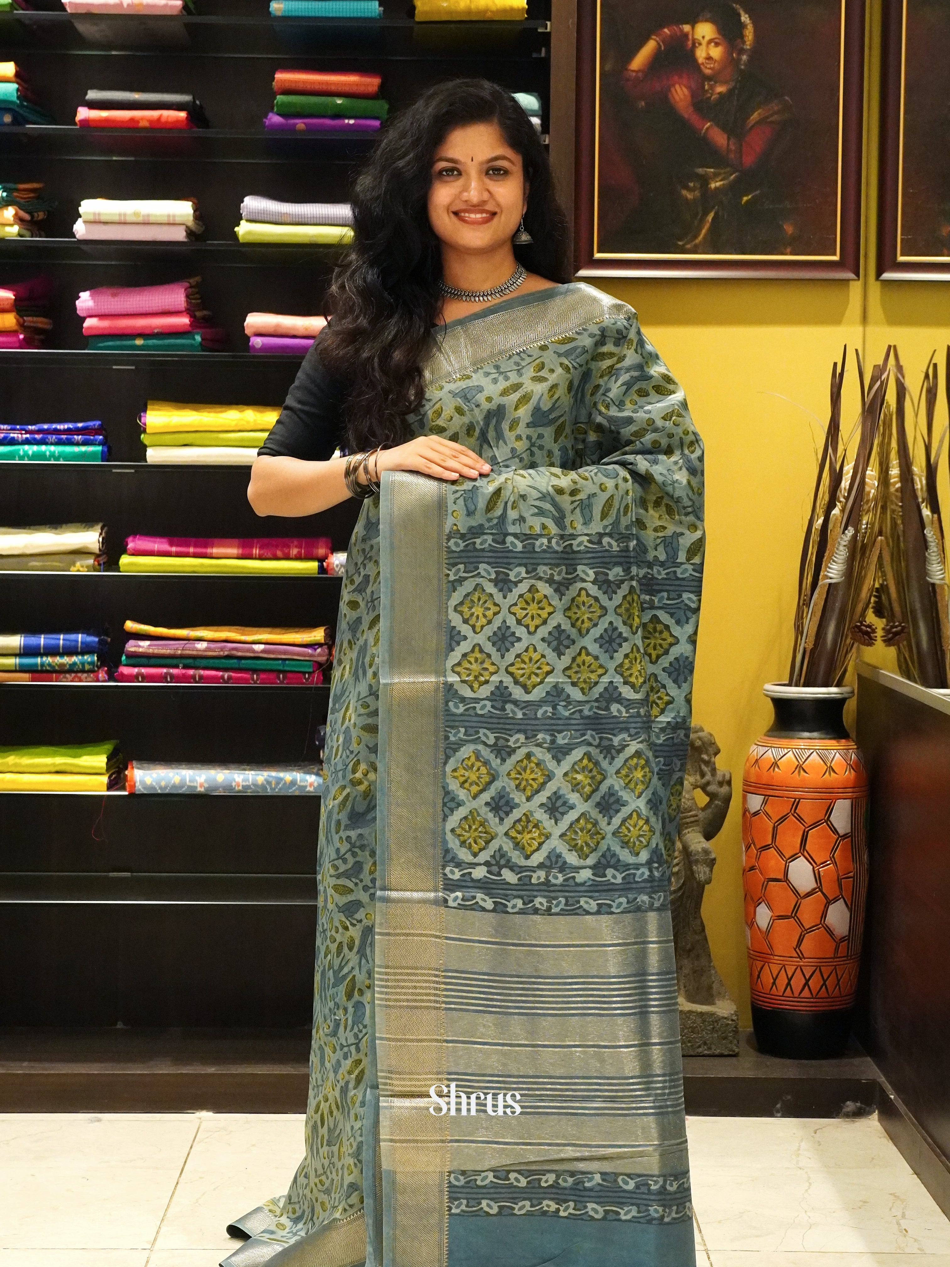 BGS13059 - Semi Chanderi Saree - Shop on ShrusEternity.com