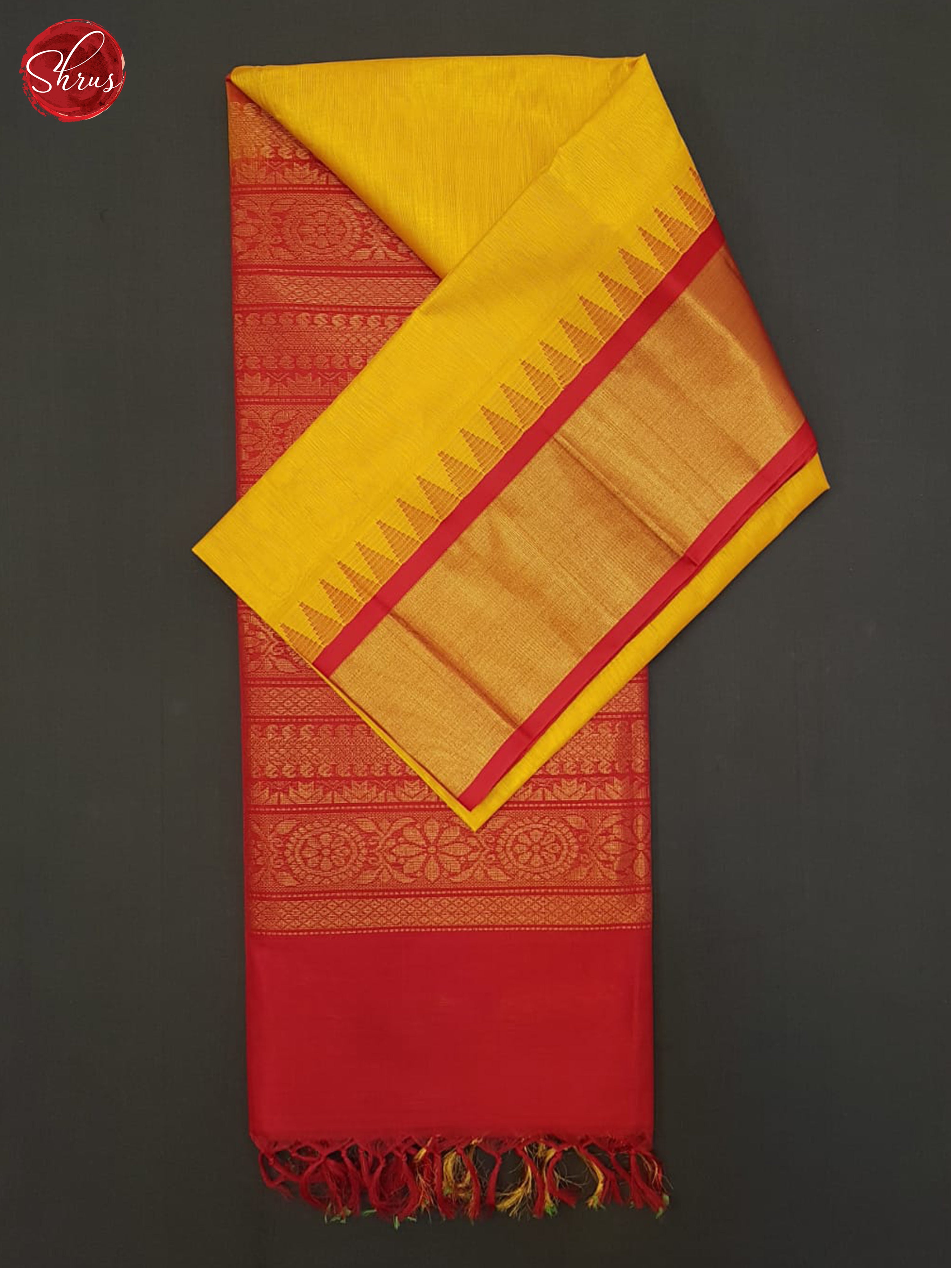 Yellow & Red - Silk Cotton Saree - Shop on ShrusEternity.com