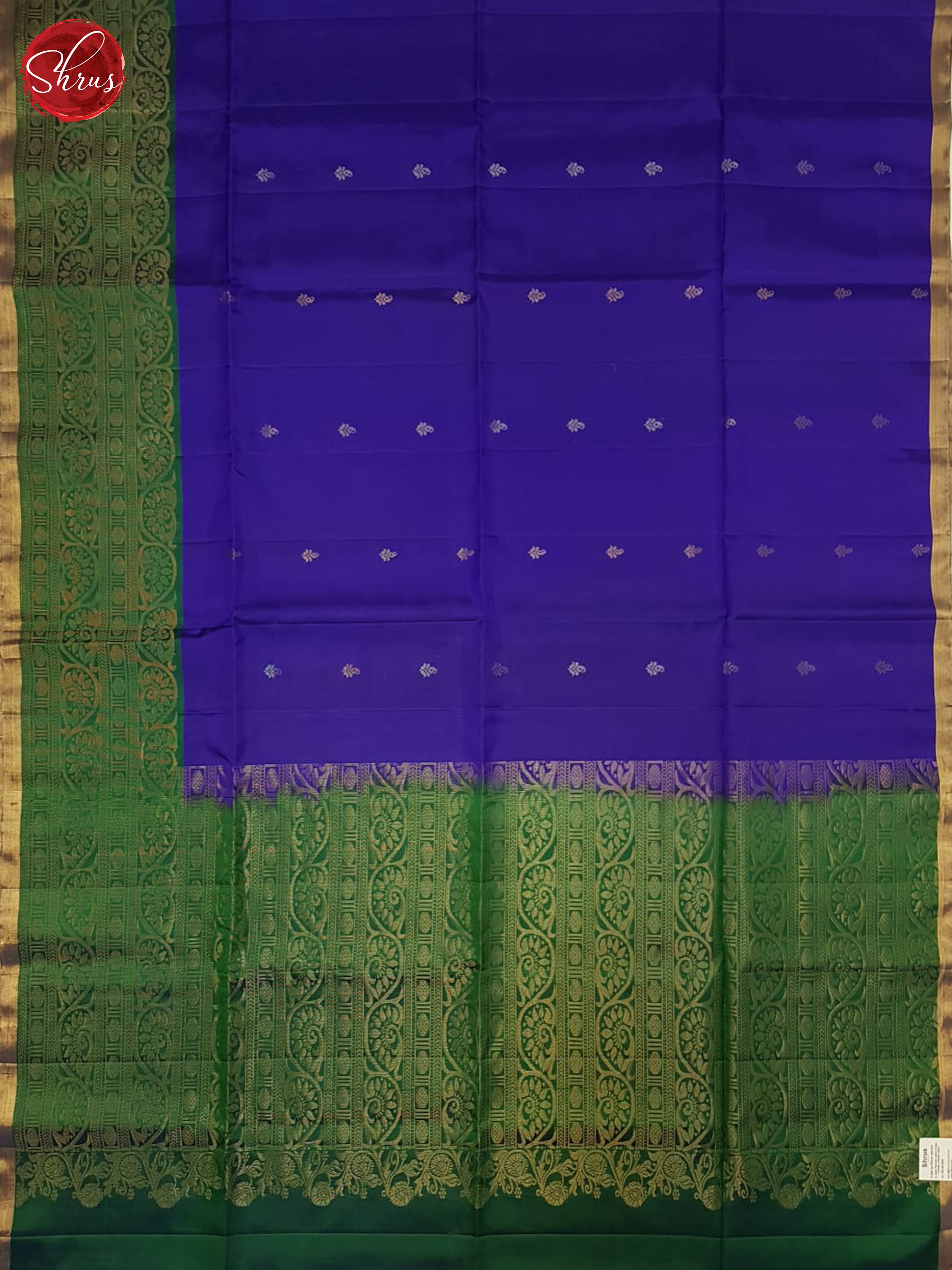 Purple & Green- Soft Silk Halfpure Saree - Shop on ShrusEternity.com