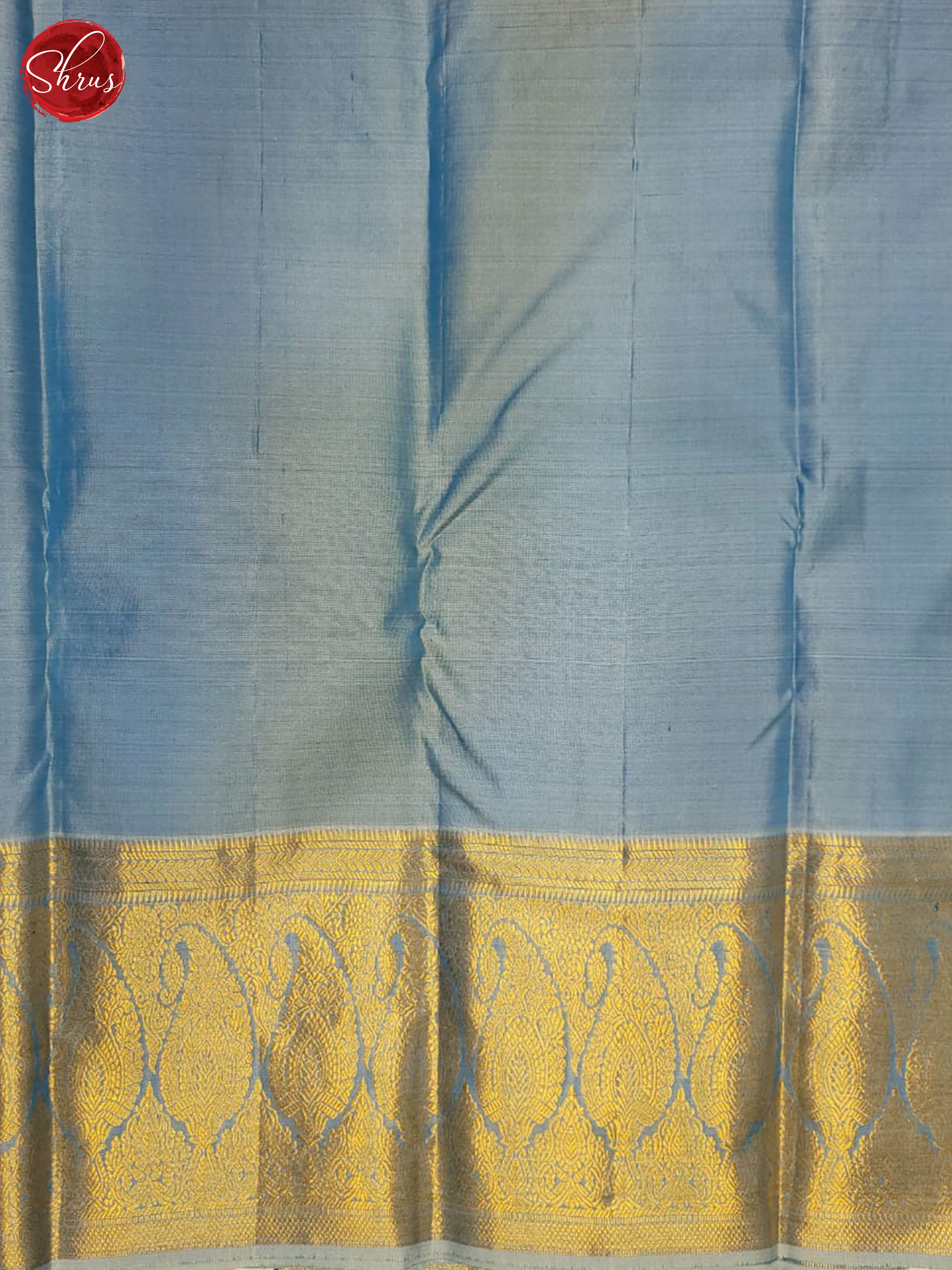 Blue and woody brown Korvai Kanchipuram silk Saree With Intricate Paisley Brocade-5