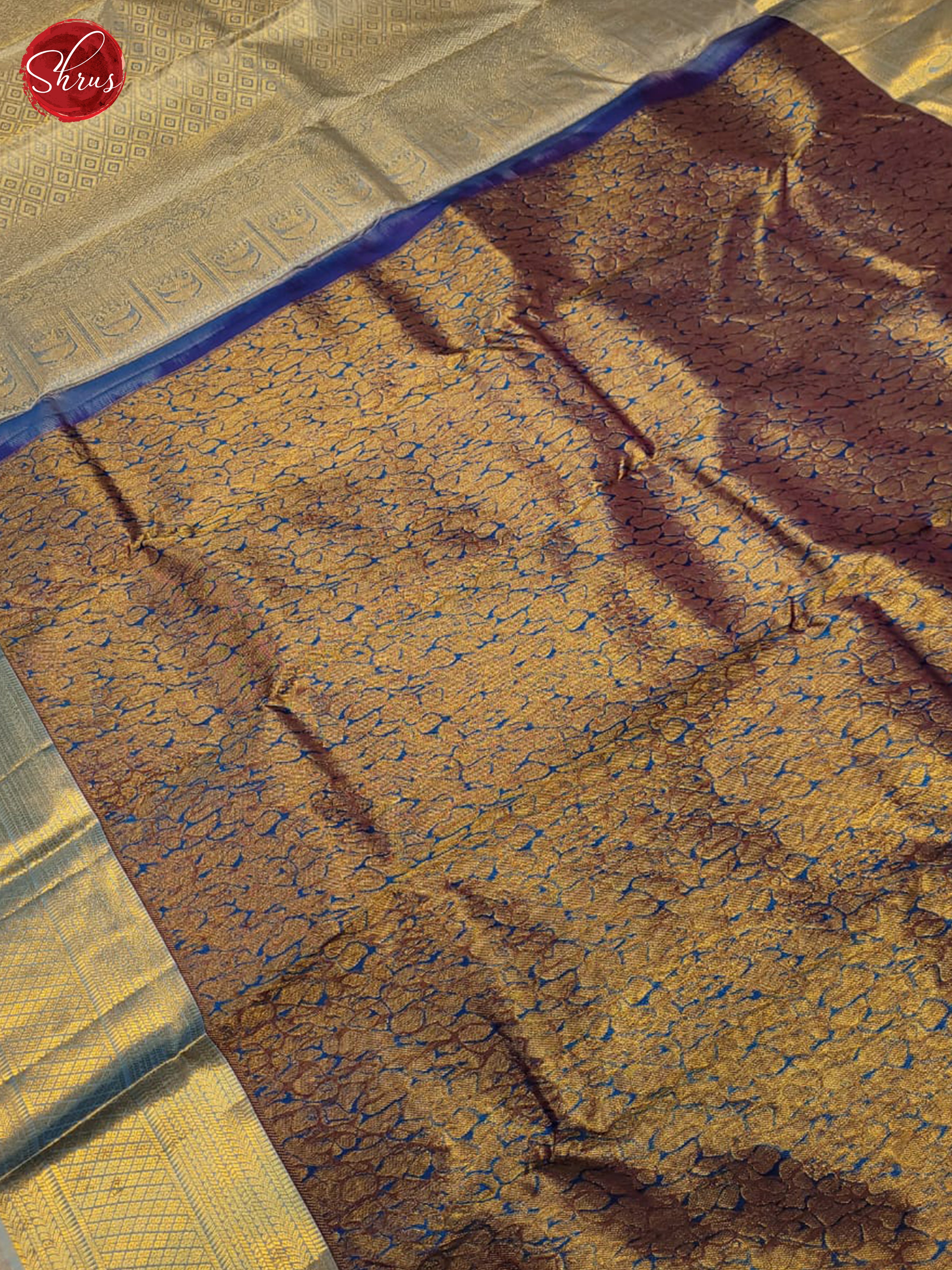 Blue and woody brown Korvai Kanchipuram silk Saree With Intricate Paisley Brocade-3