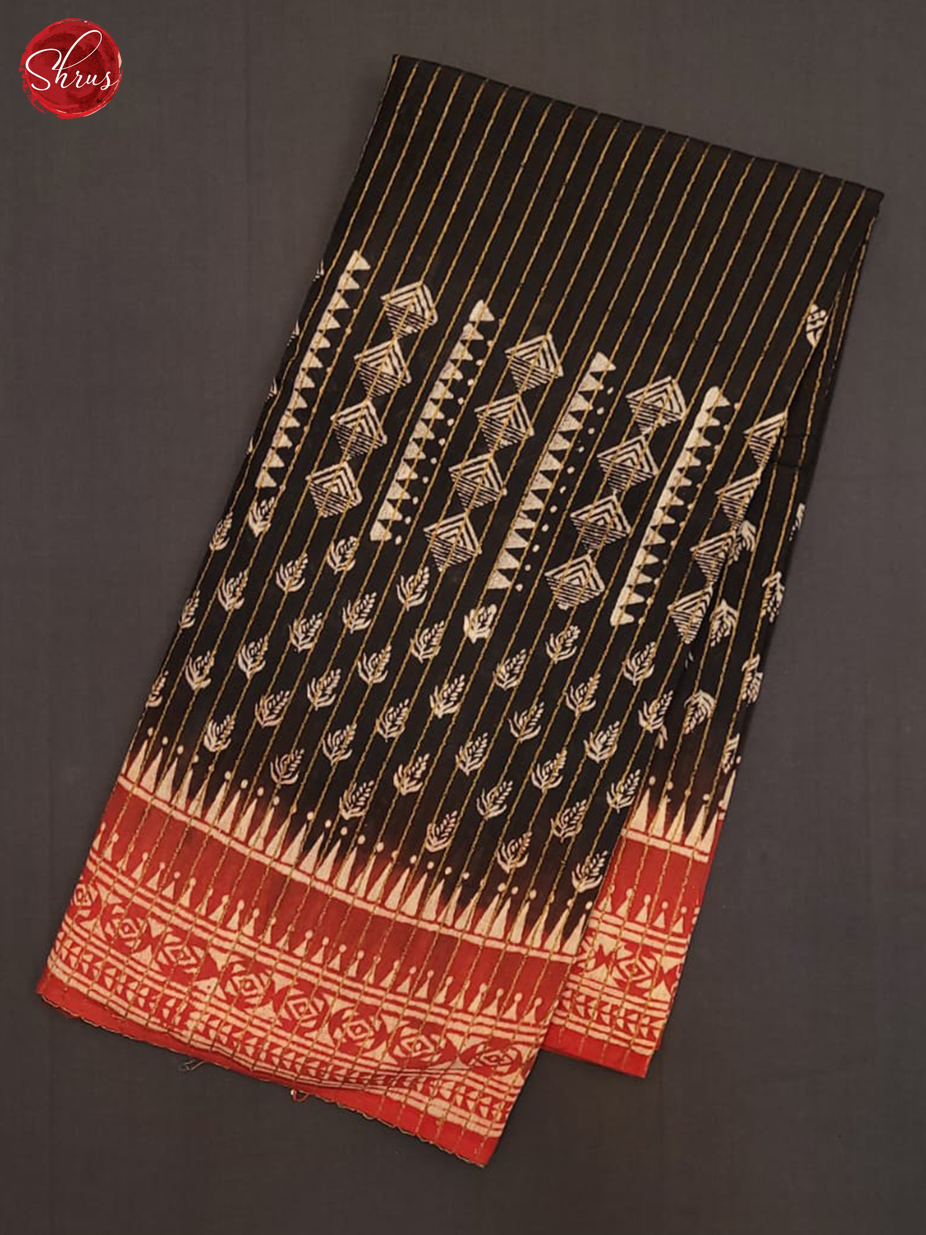 Black & Red- Semi gicha Saree - Shop on ShrusEternity.com