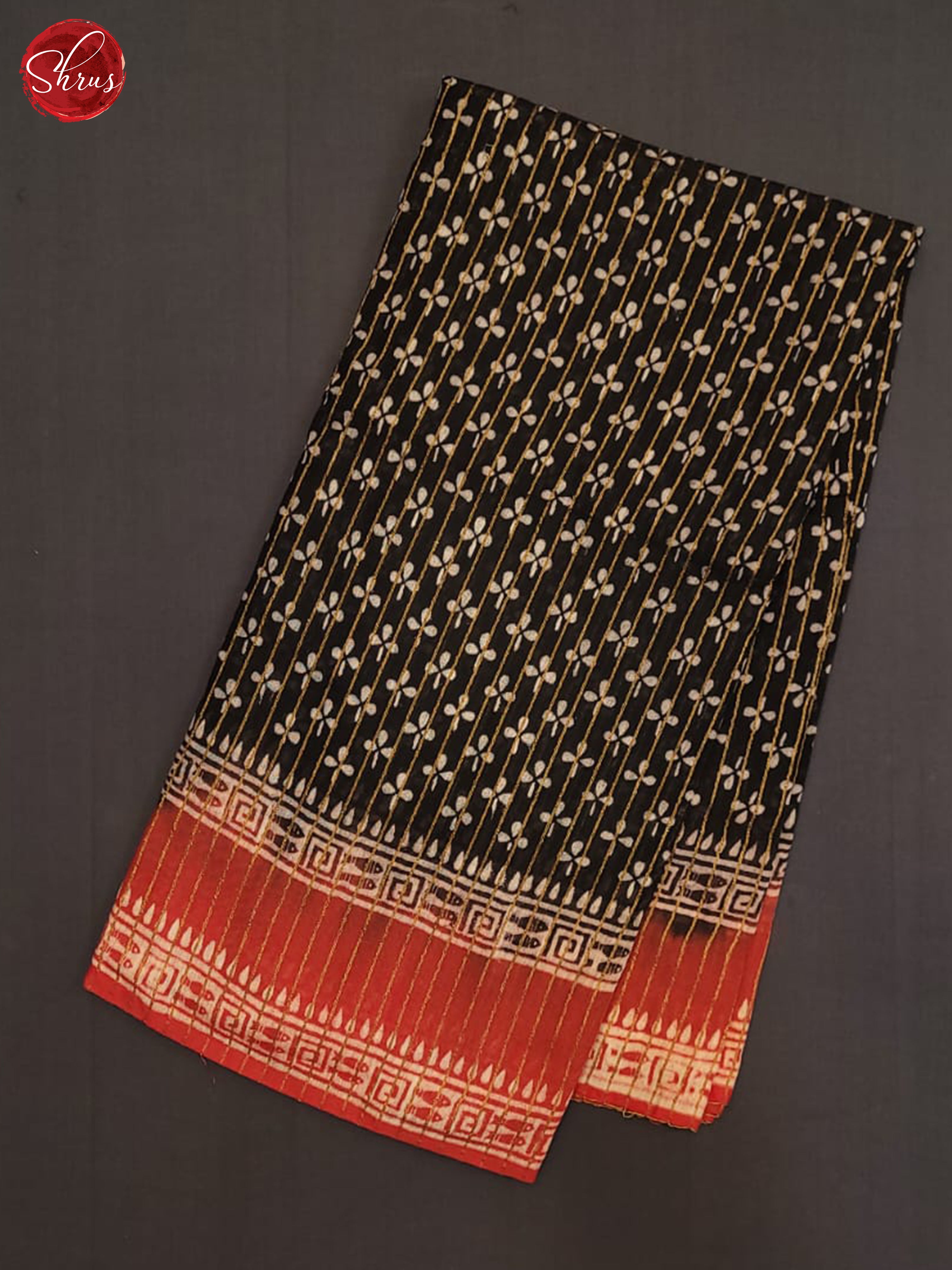 Black & Red- Semi gicha Saree - Shop on ShrusEternity.com