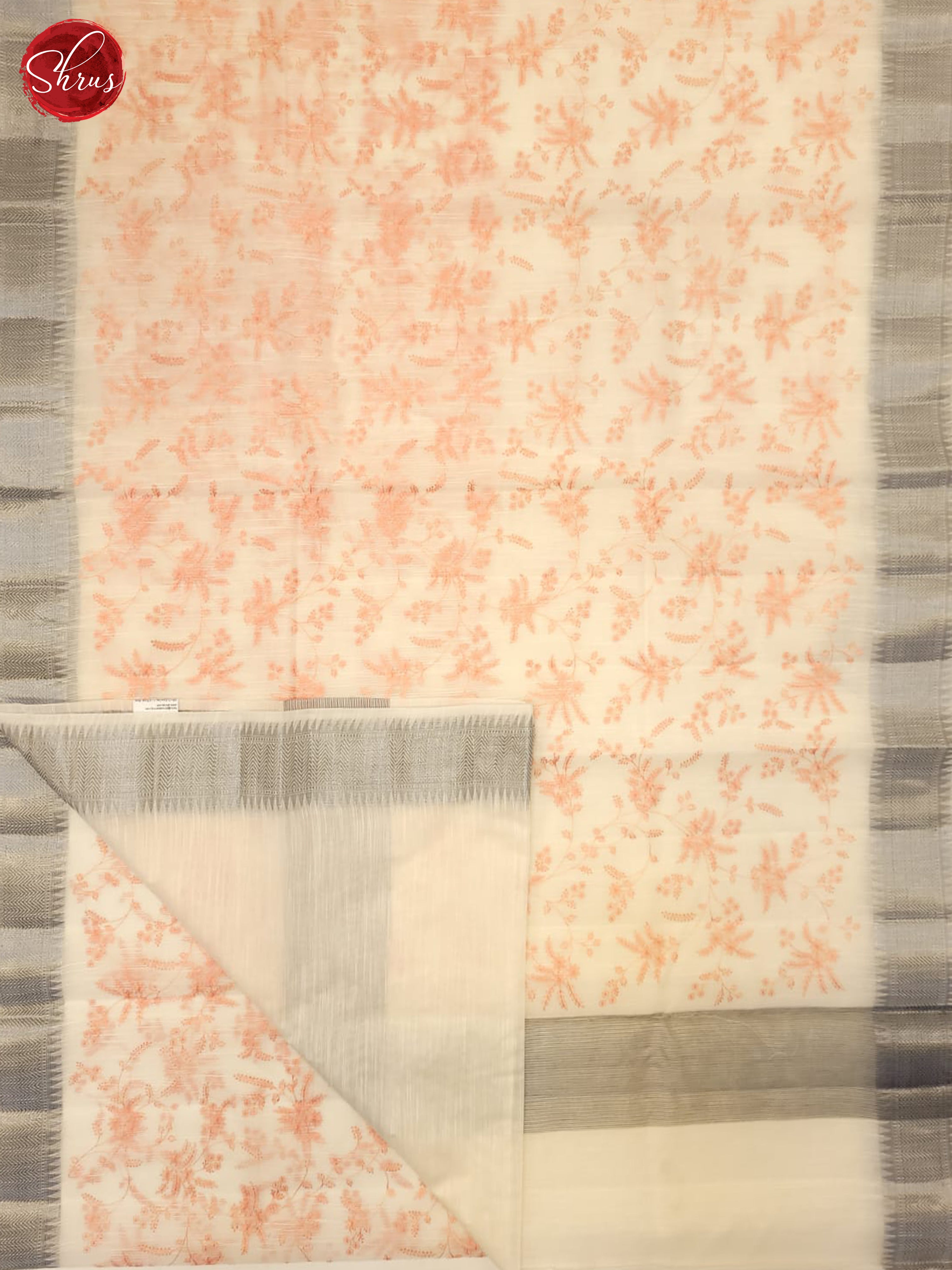 Cream & Orange - Semi organza Saree - Shop on ShrusEternity.com