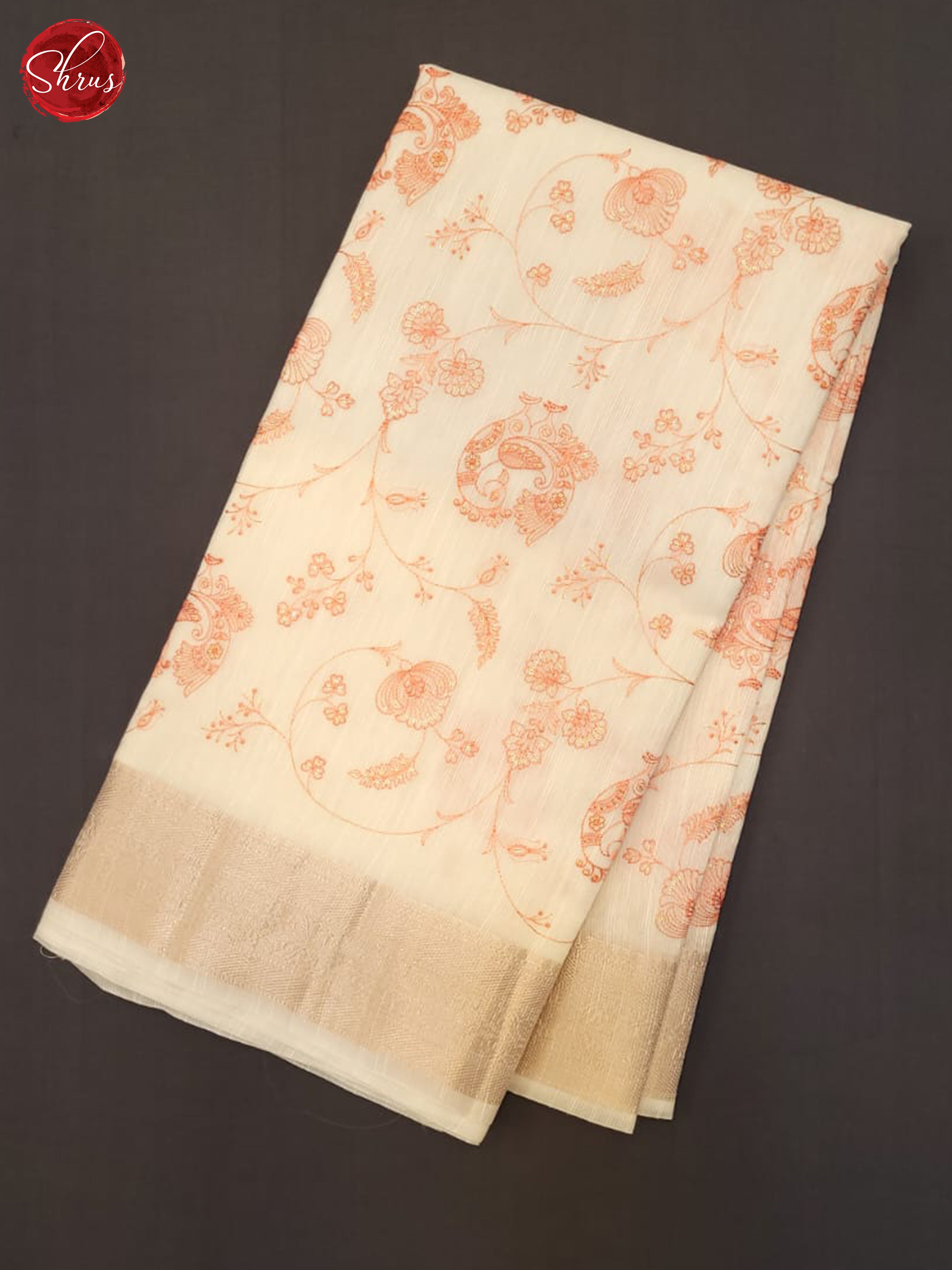 Cream & Orange - Semi organza Saree - Shop on ShrusEternity.com