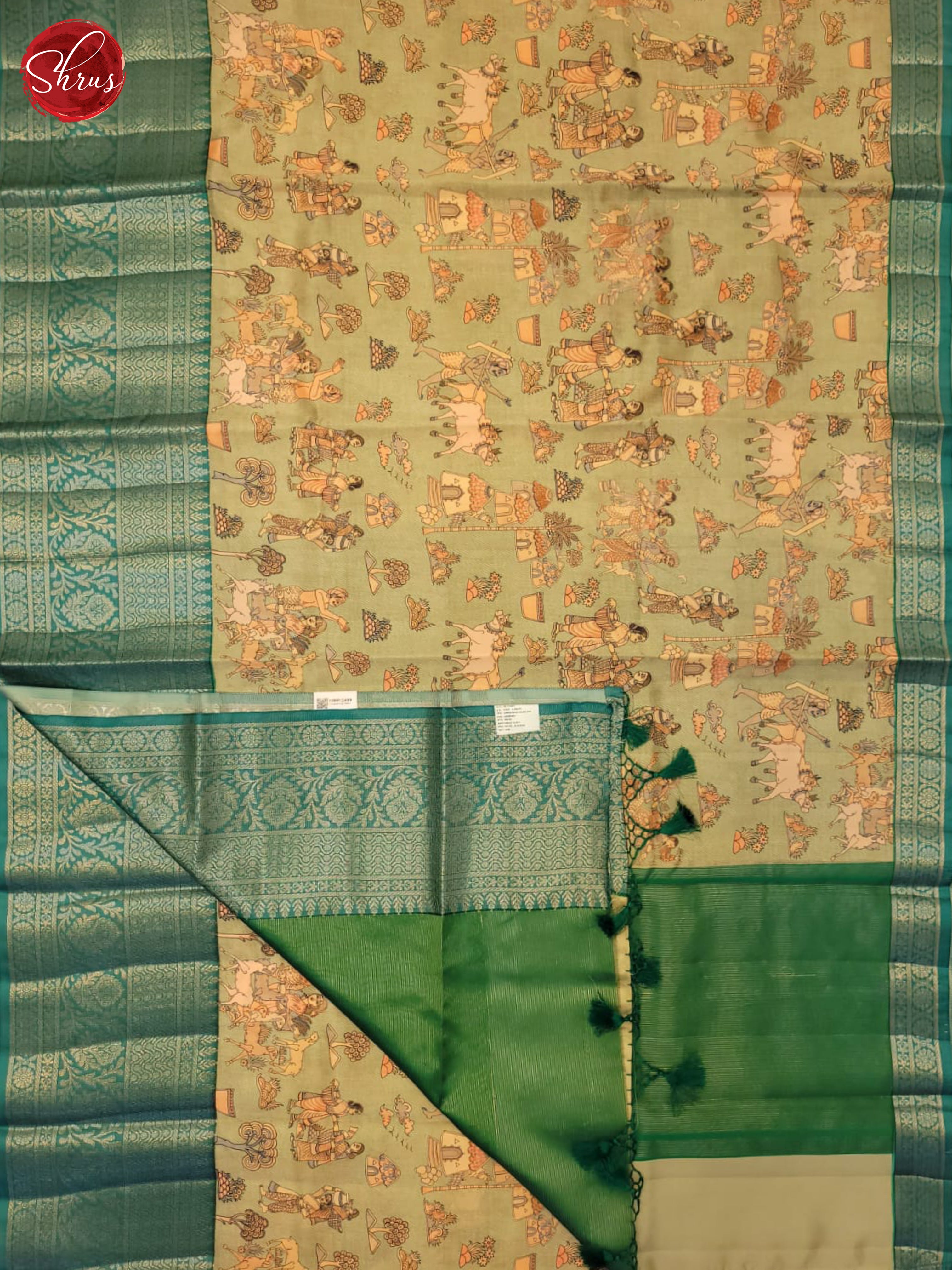 Elachi Green & Green- Semi dupion Saree - Shop on ShrusEternity.com