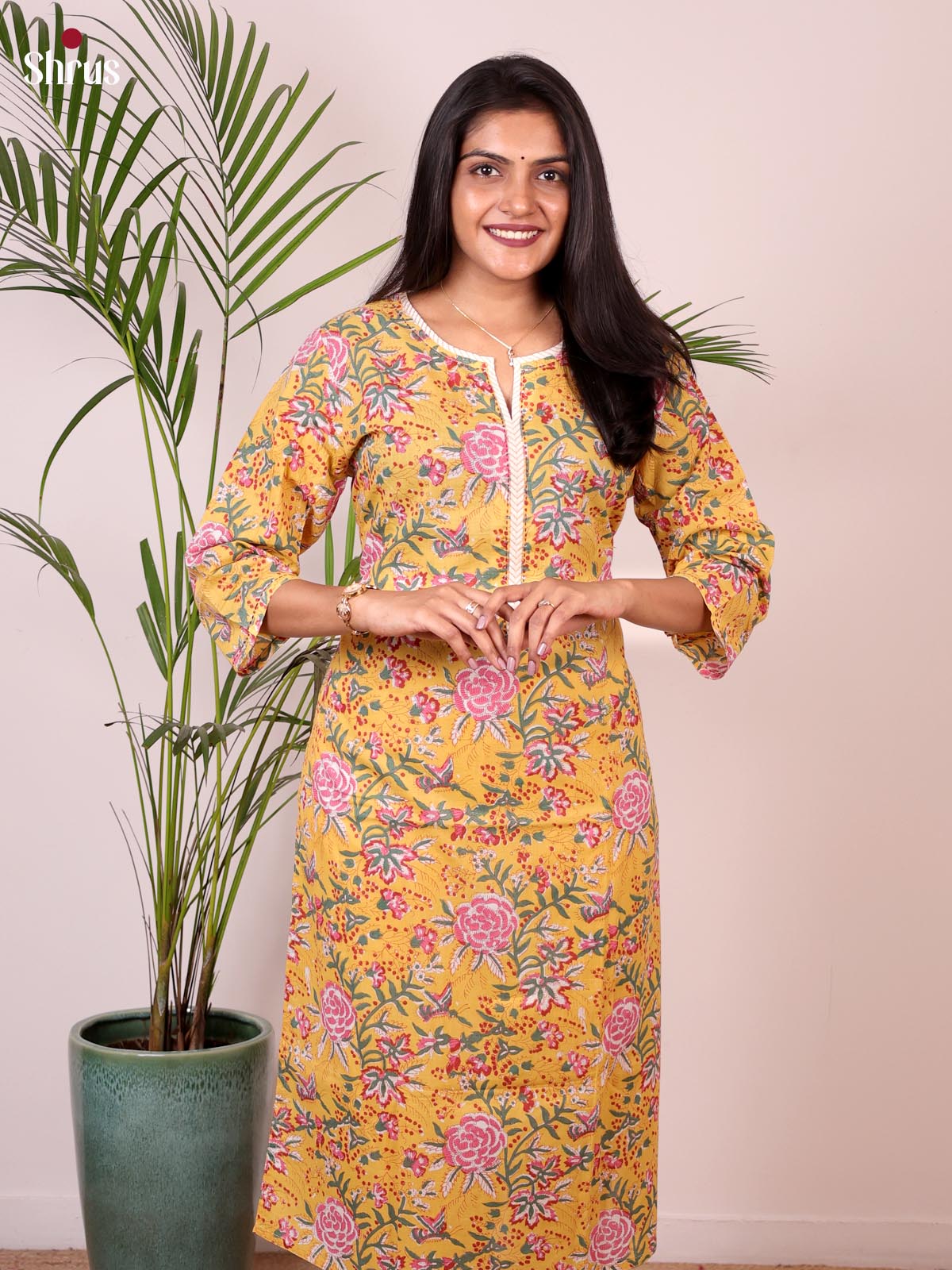 Yellow - Readymade Kurti - Shop on ShrusEternity.com