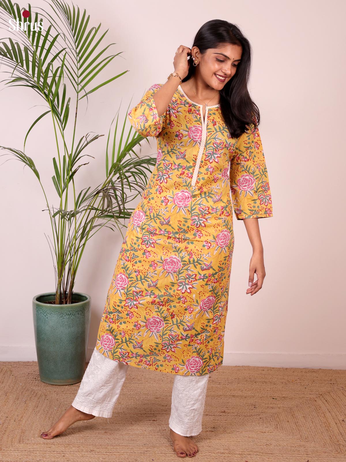Yellow - Readymade Kurti - Shop on ShrusEternity.com