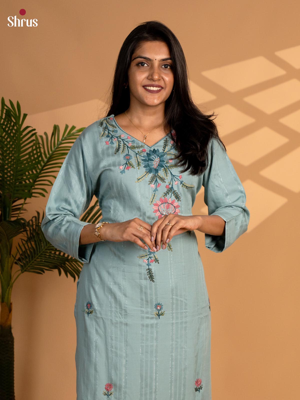 Blue - Readymade Kurti - Shop on ShrusEternity.com