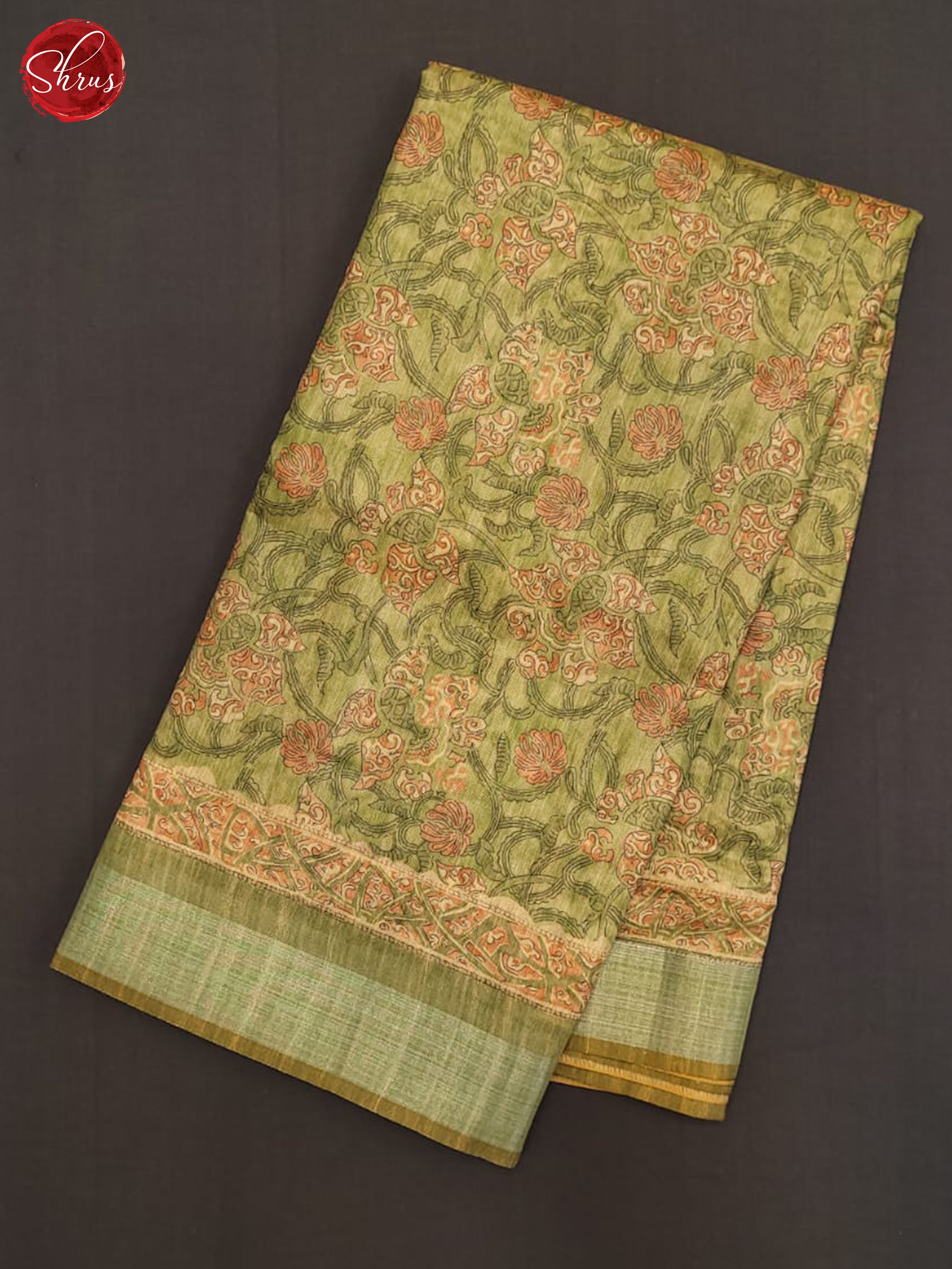 Green & Beige - Semi Gicha Saree - Shop on ShrusEternity.com