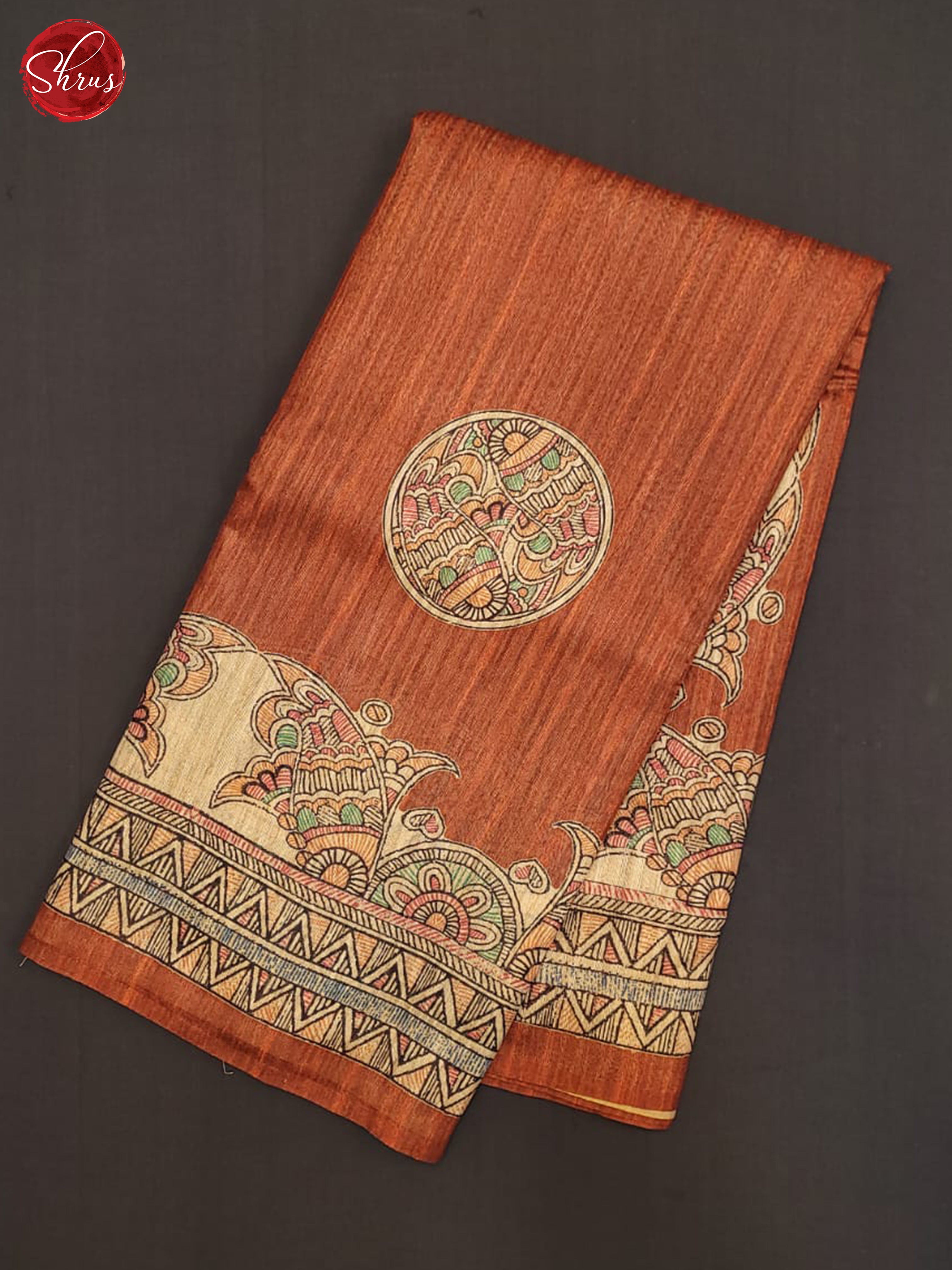 Orange & Cream - Semi Gicha Saree - Shop on ShrusEternity.com