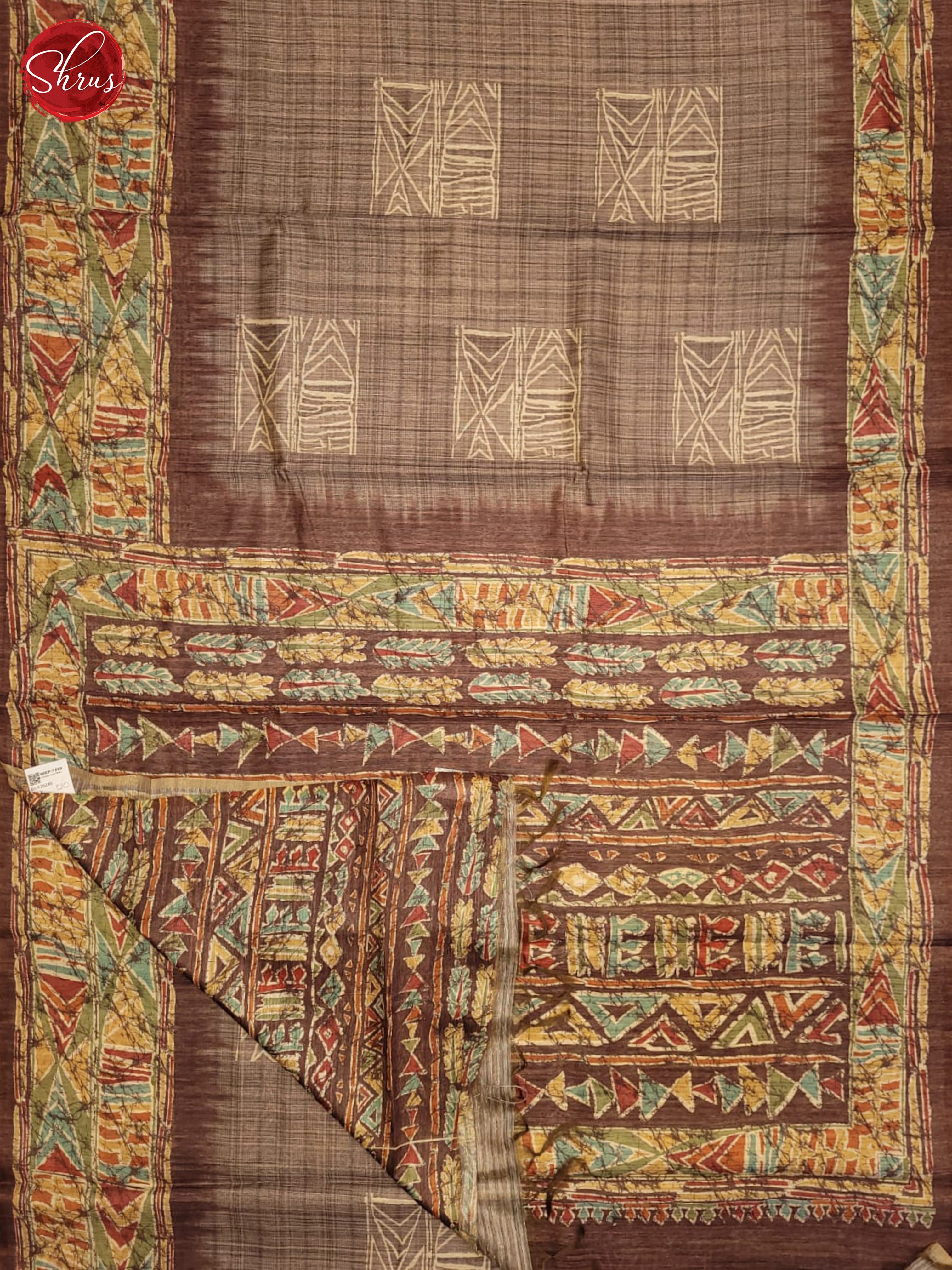 Brown - Semi Gicha Saree - Shop on ShrusEternity.com