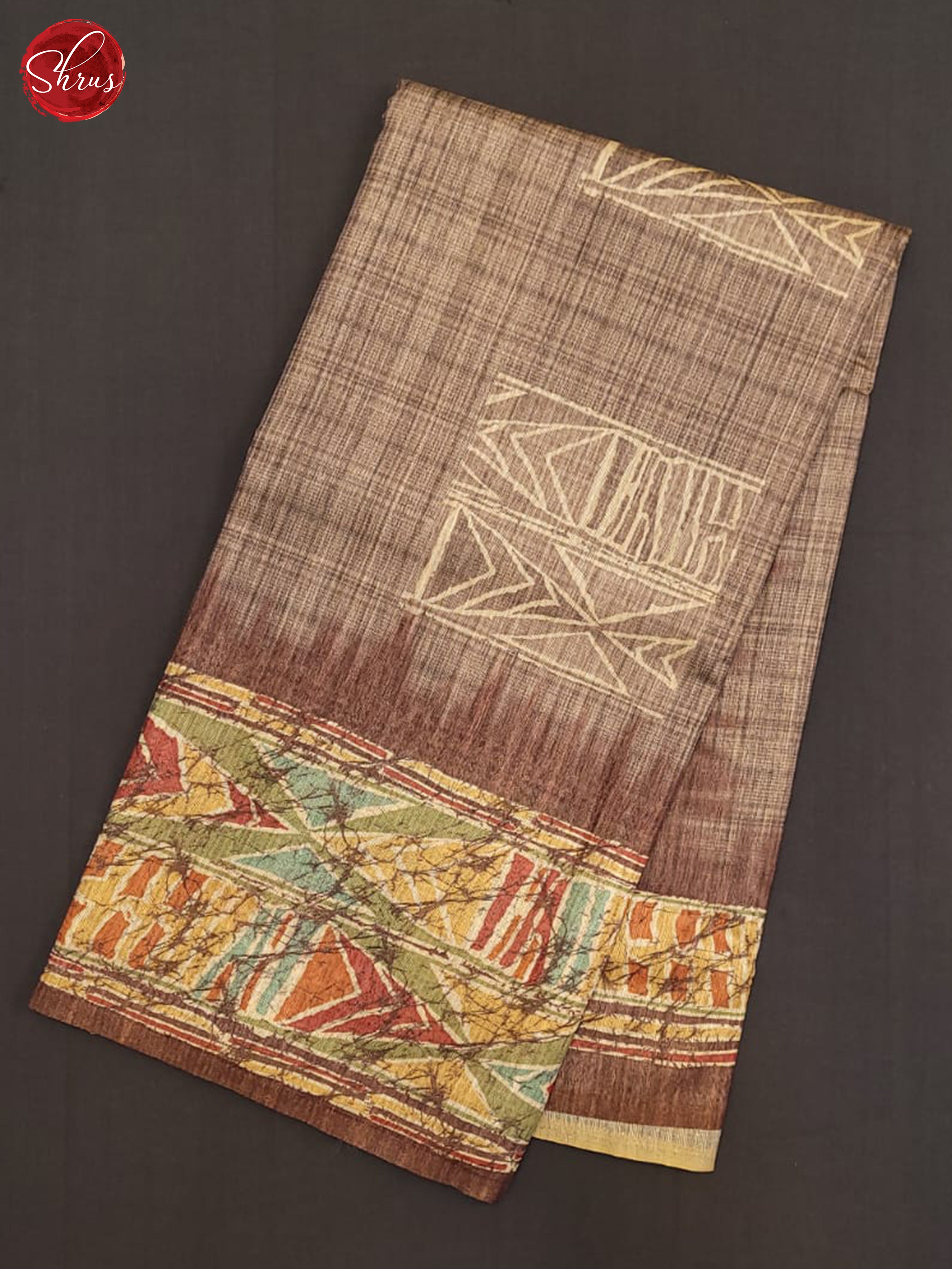 Brown - Semi Gicha Saree - Shop on ShrusEternity.com