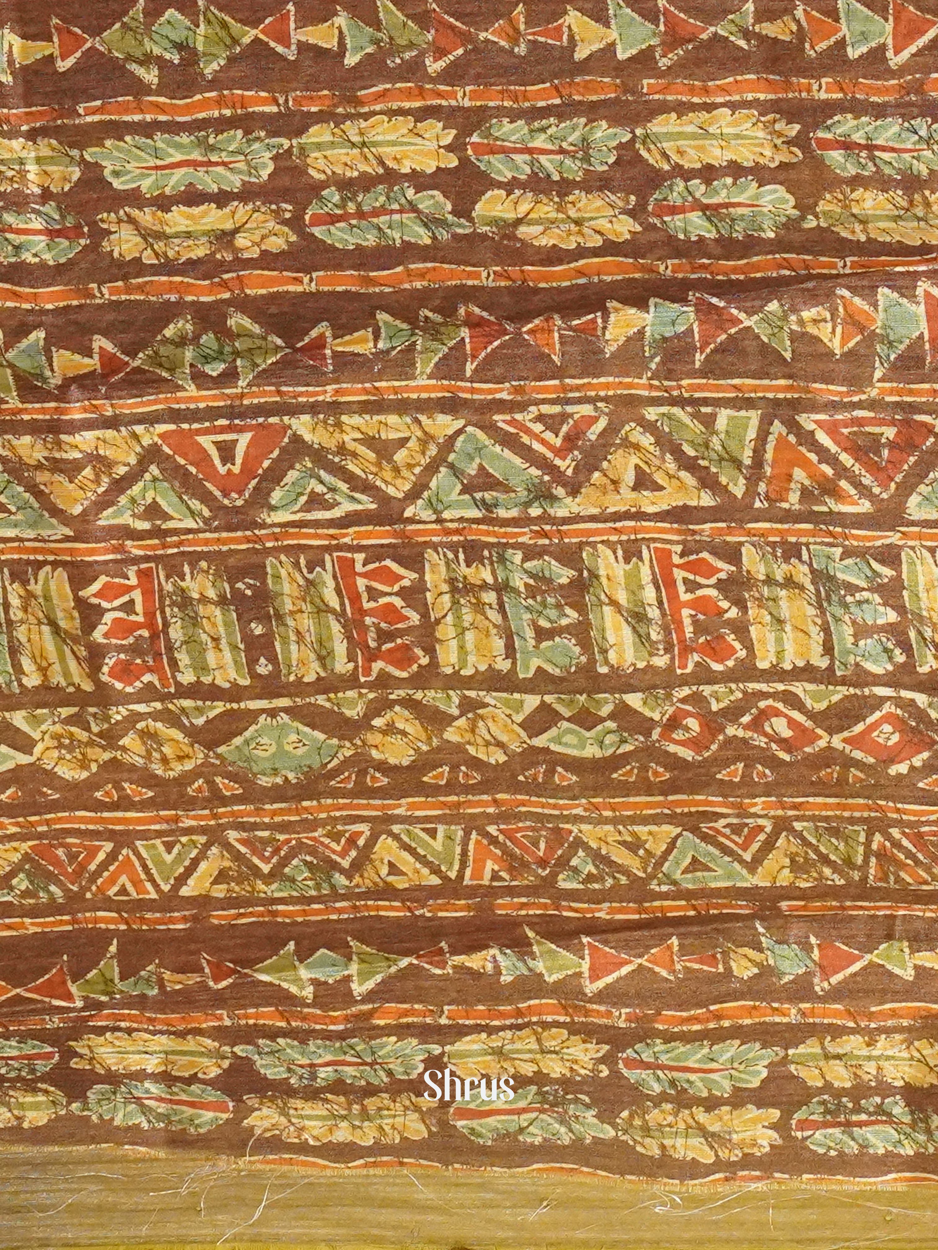 Brown - Semi Gicha Saree - Shop on ShrusEternity.com