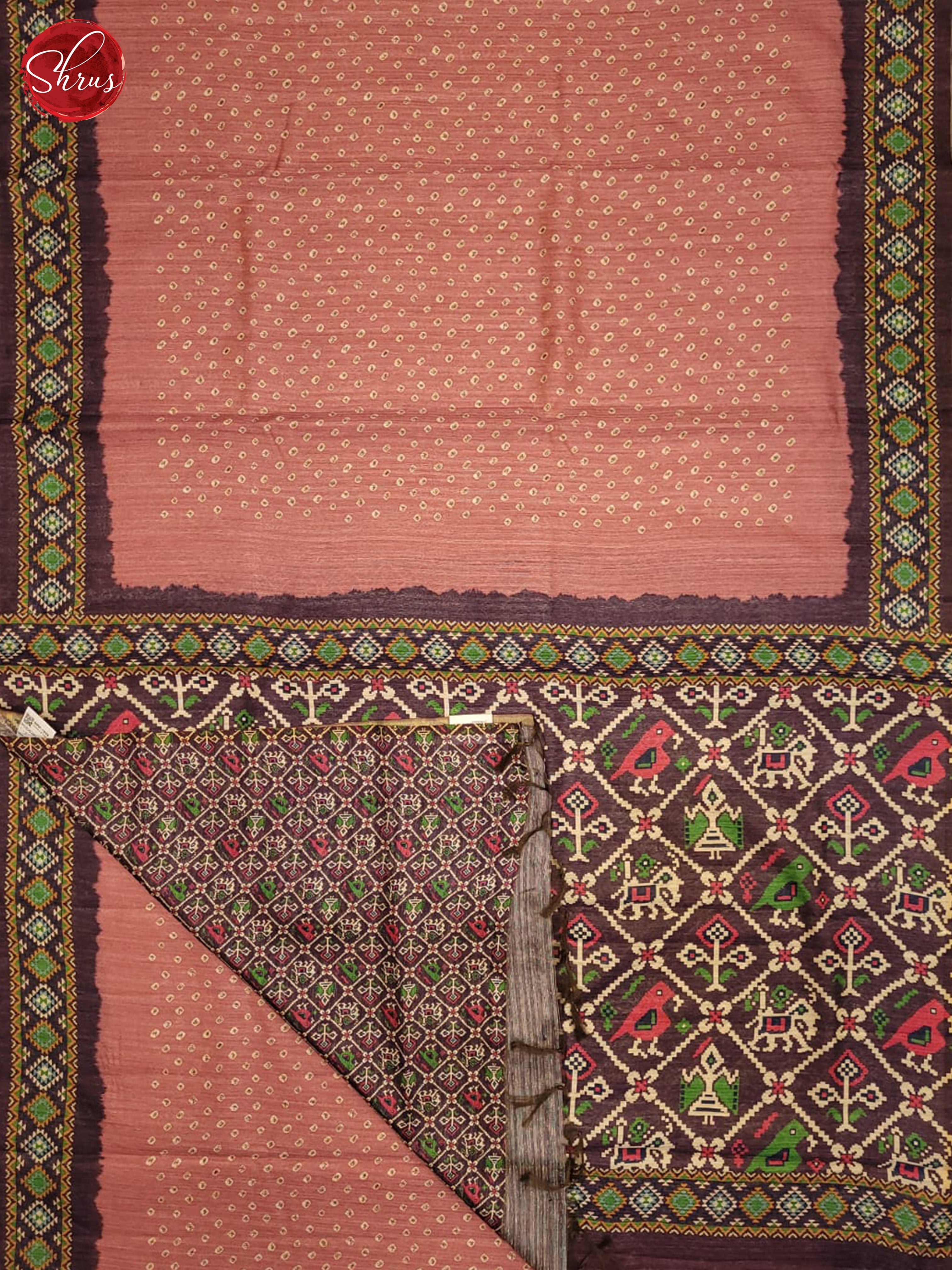 Pink & Wine- Semi Gicha Saree - Shop on ShrusEternity.com