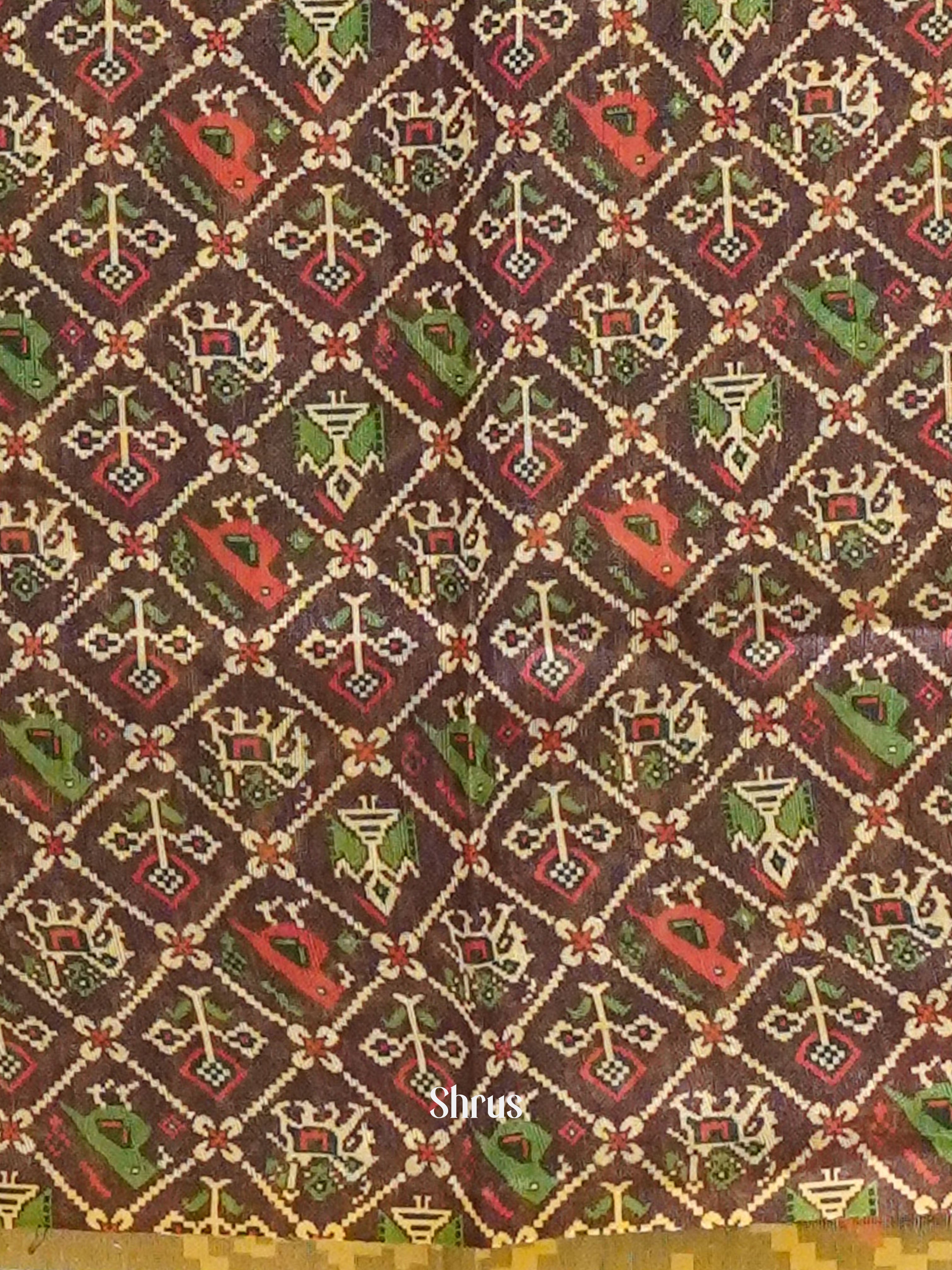 Pink & Wine- Semi Gicha Saree - Shop on ShrusEternity.com