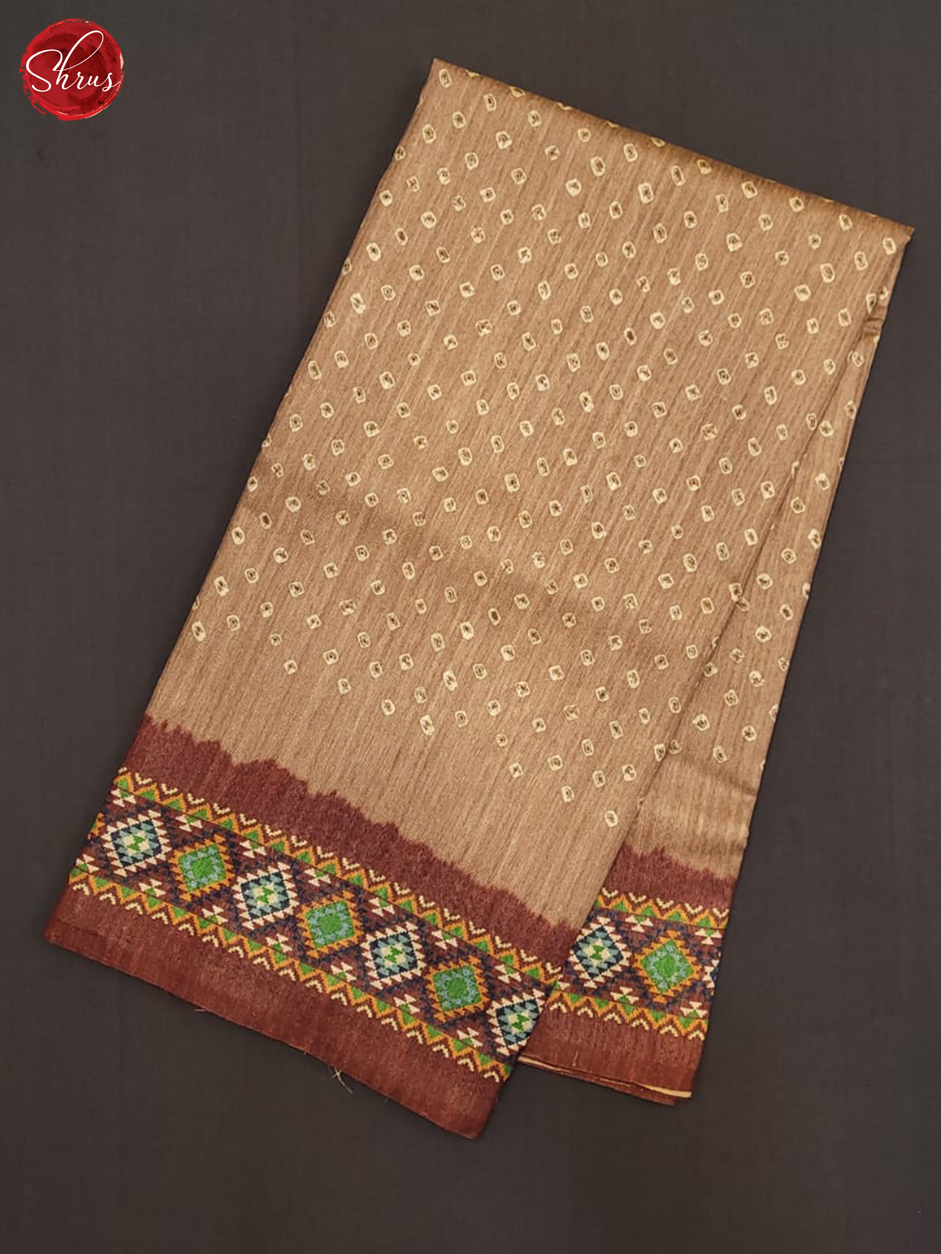 Light Brown & Brown- Semi Gicha Saree - Shop on ShrusEternity.com