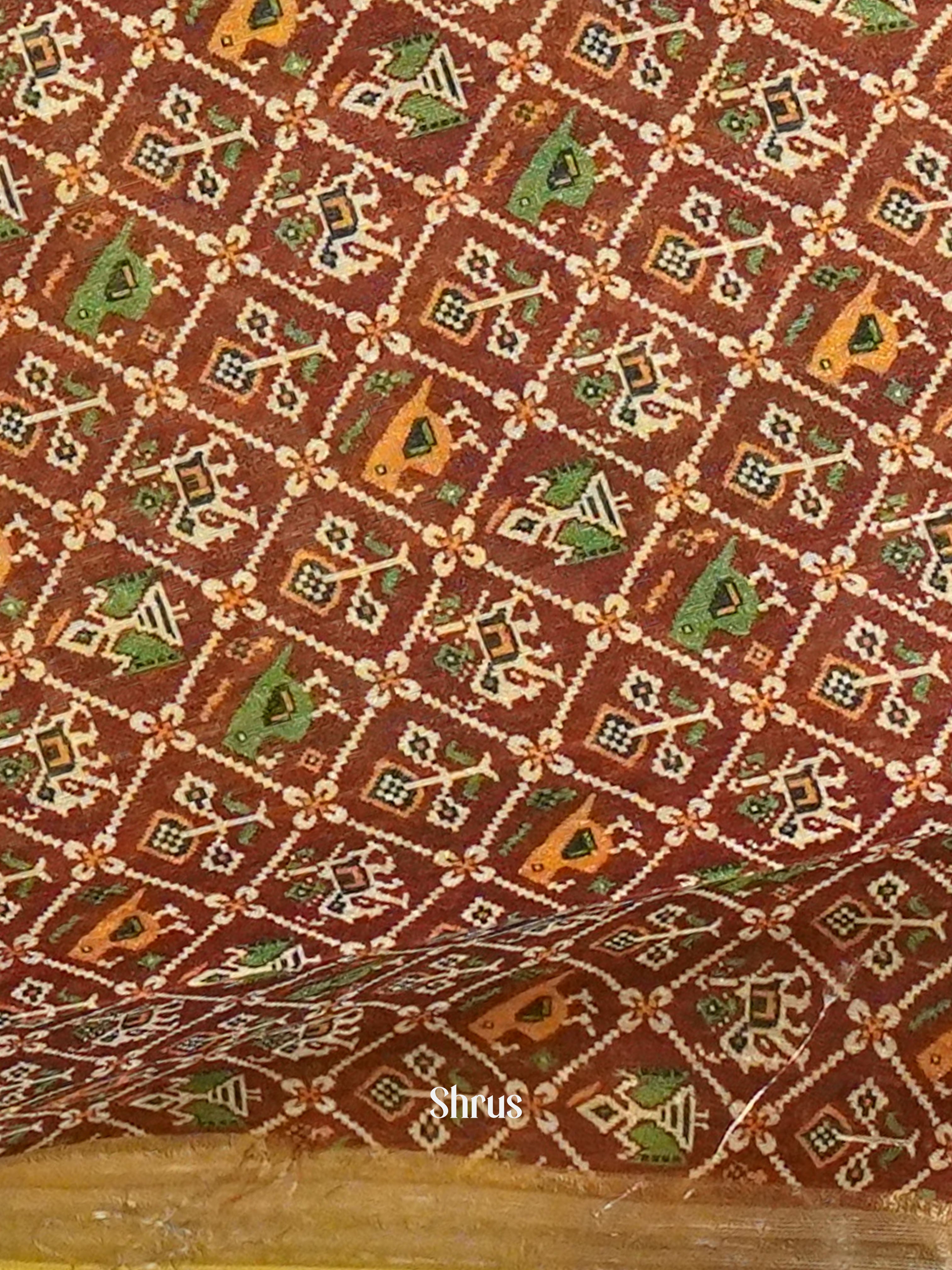 Light Brown & Brown- Semi Gicha Saree - Shop on ShrusEternity.com