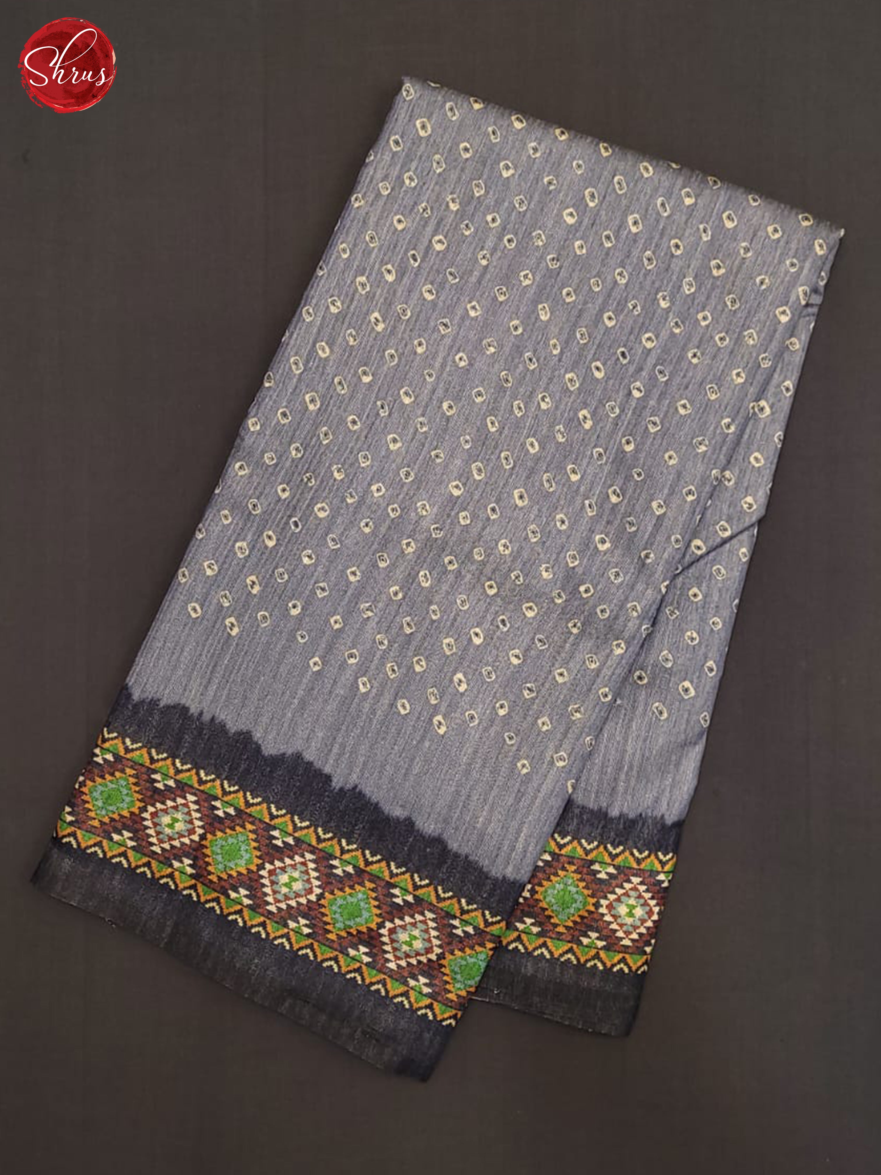 Bluish Grey & Blue- Semi Gadwal Saree - Shop on ShrusEternity.com
