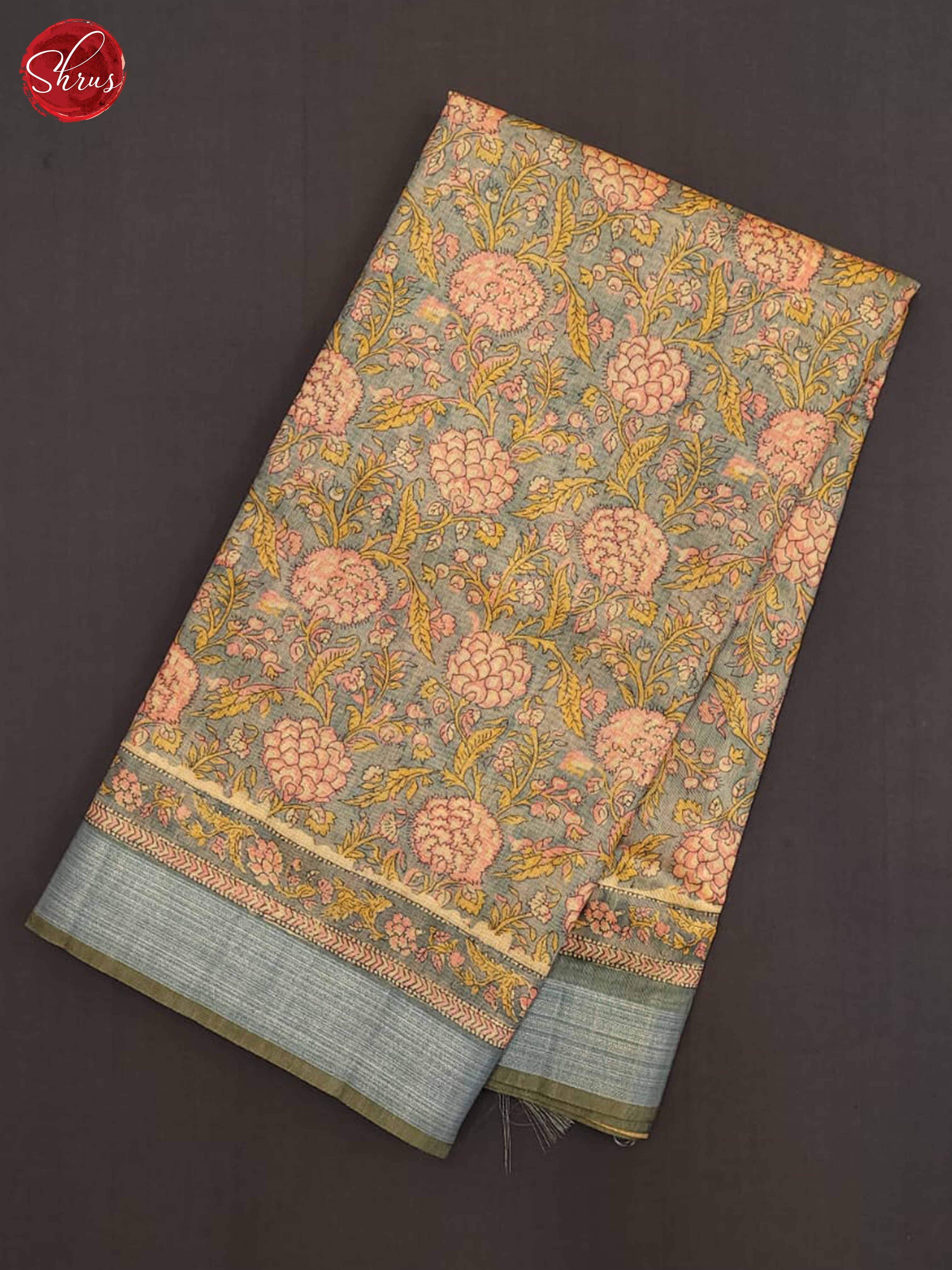 Grey & Pink- Semi Gicha Saree - Shop on ShrusEternity.com