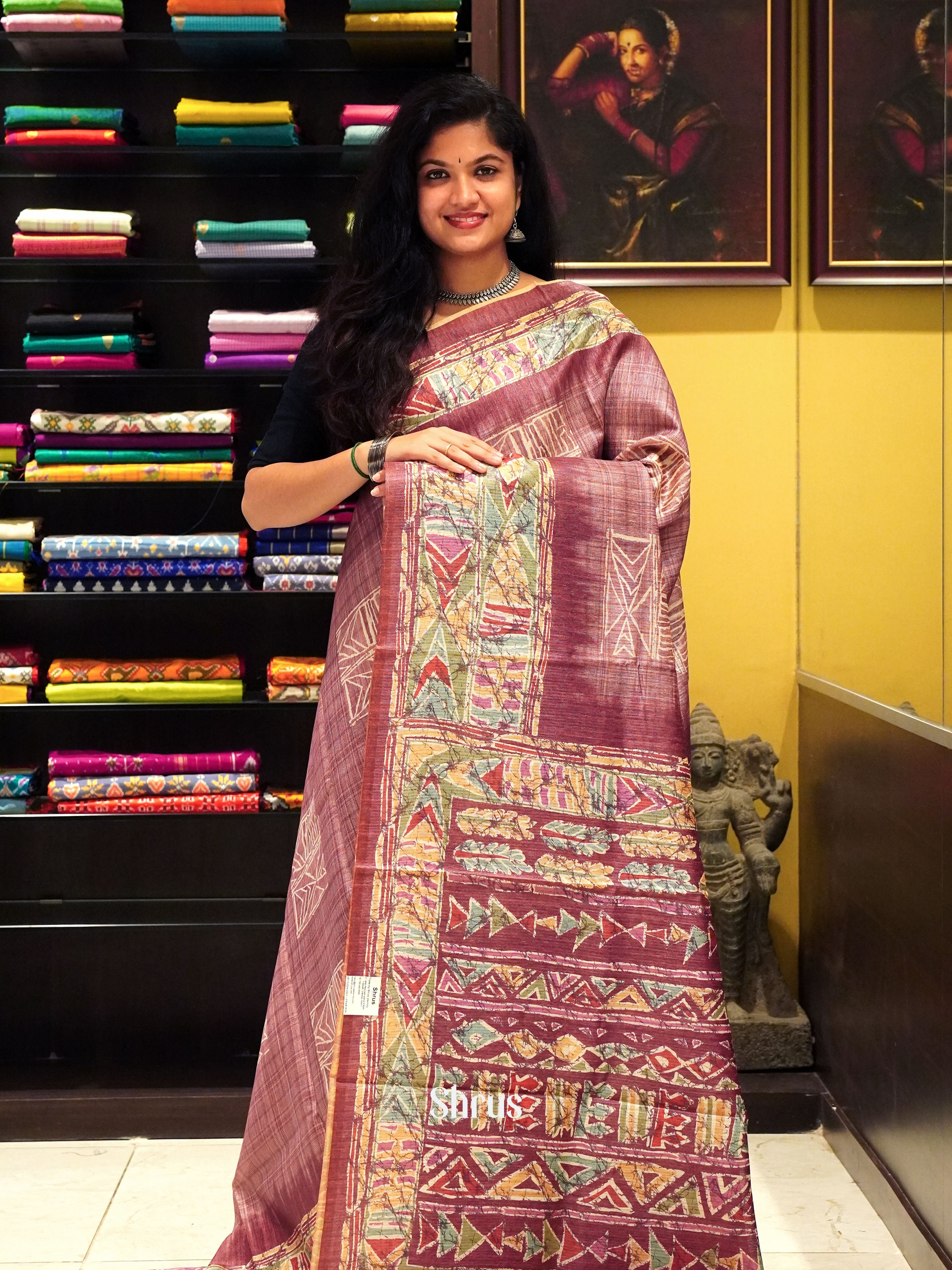 Onion Pink - Semi Gicha Saree - Shop on ShrusEternity.com