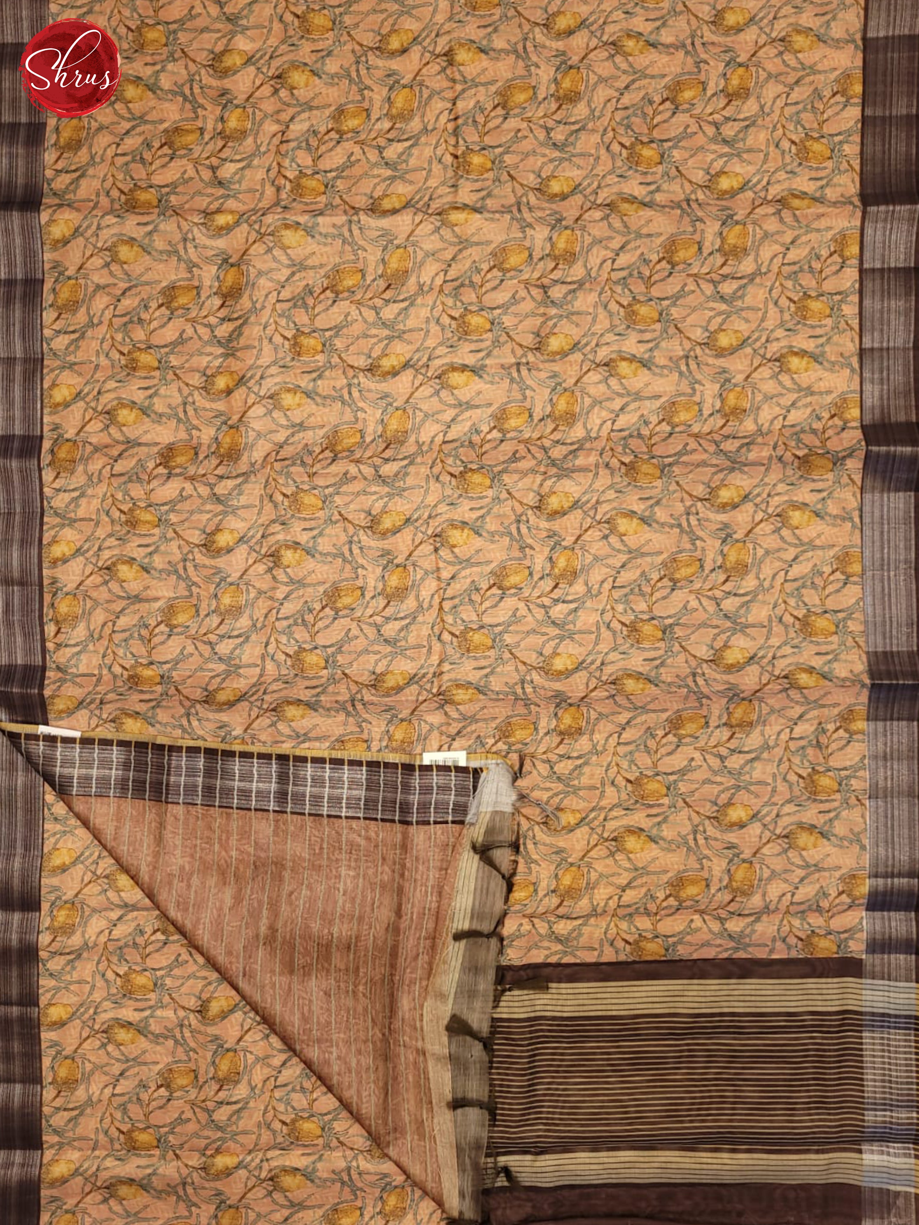 Peach & Brown- Semi gicha Saree - Shop on ShrusEternity.com