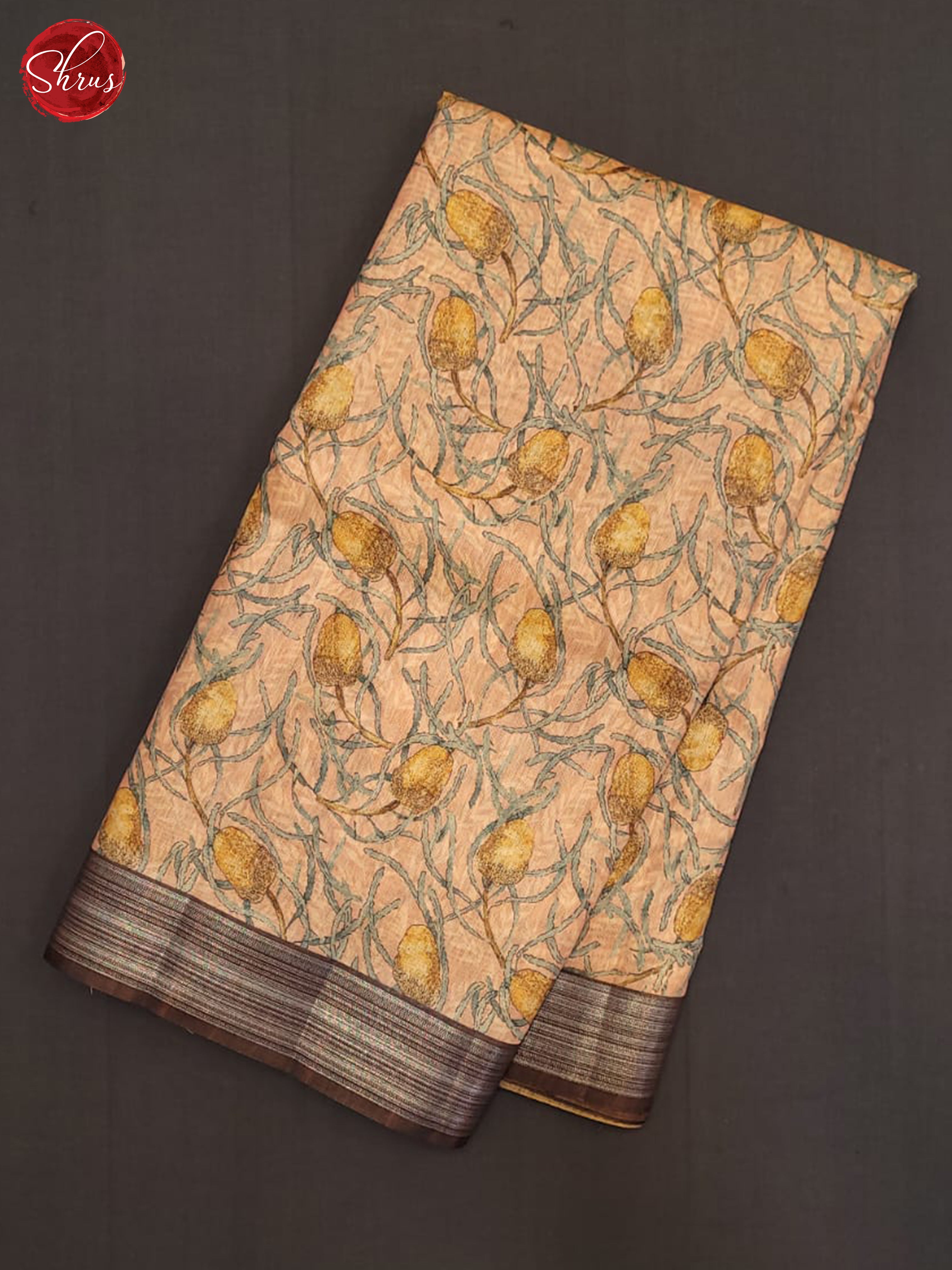 Peach & Brown- Semi gicha Saree - Shop on ShrusEternity.com