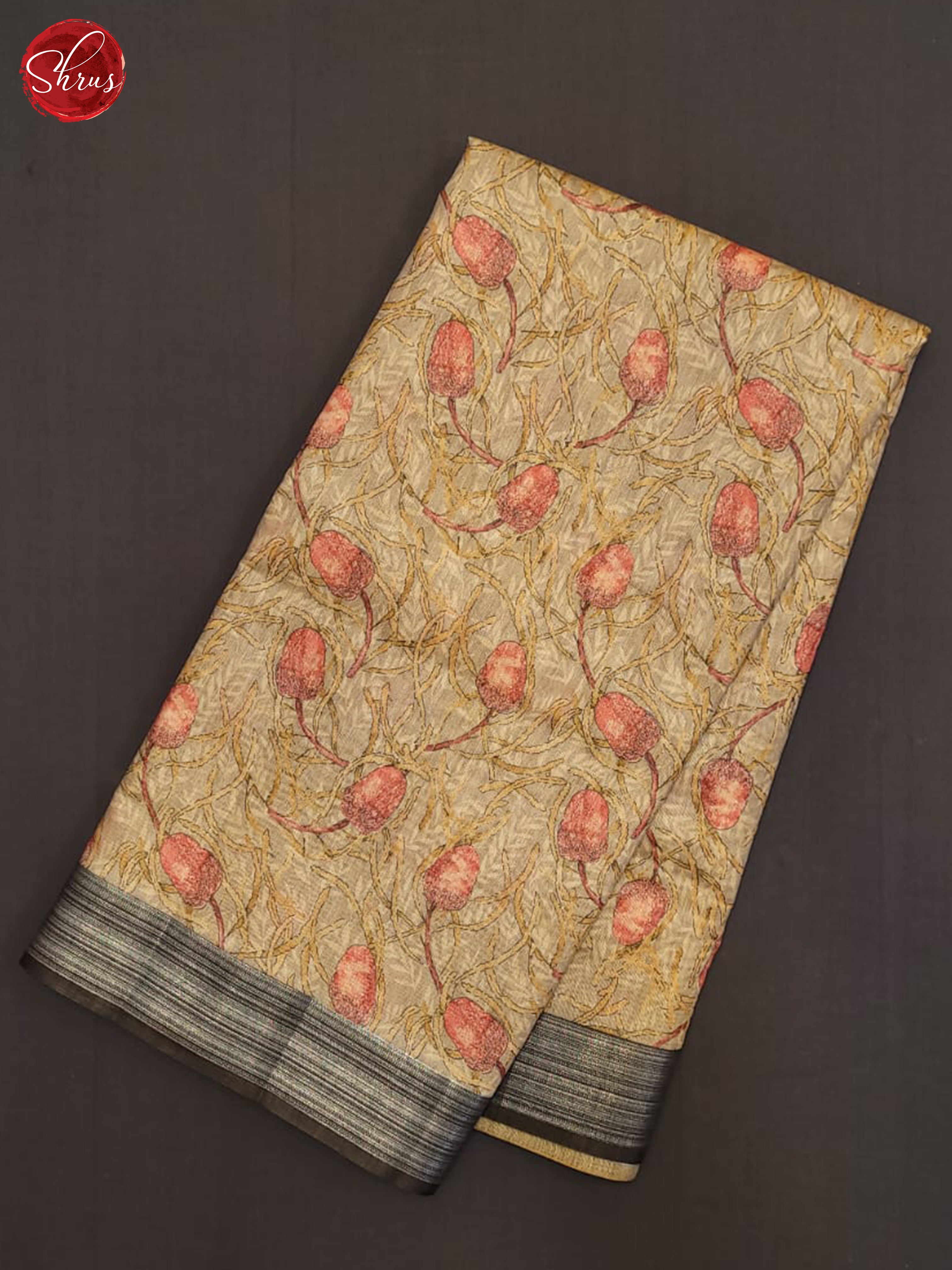 Beige & Black - Semi gicha Saree - Shop on ShrusEternity.com