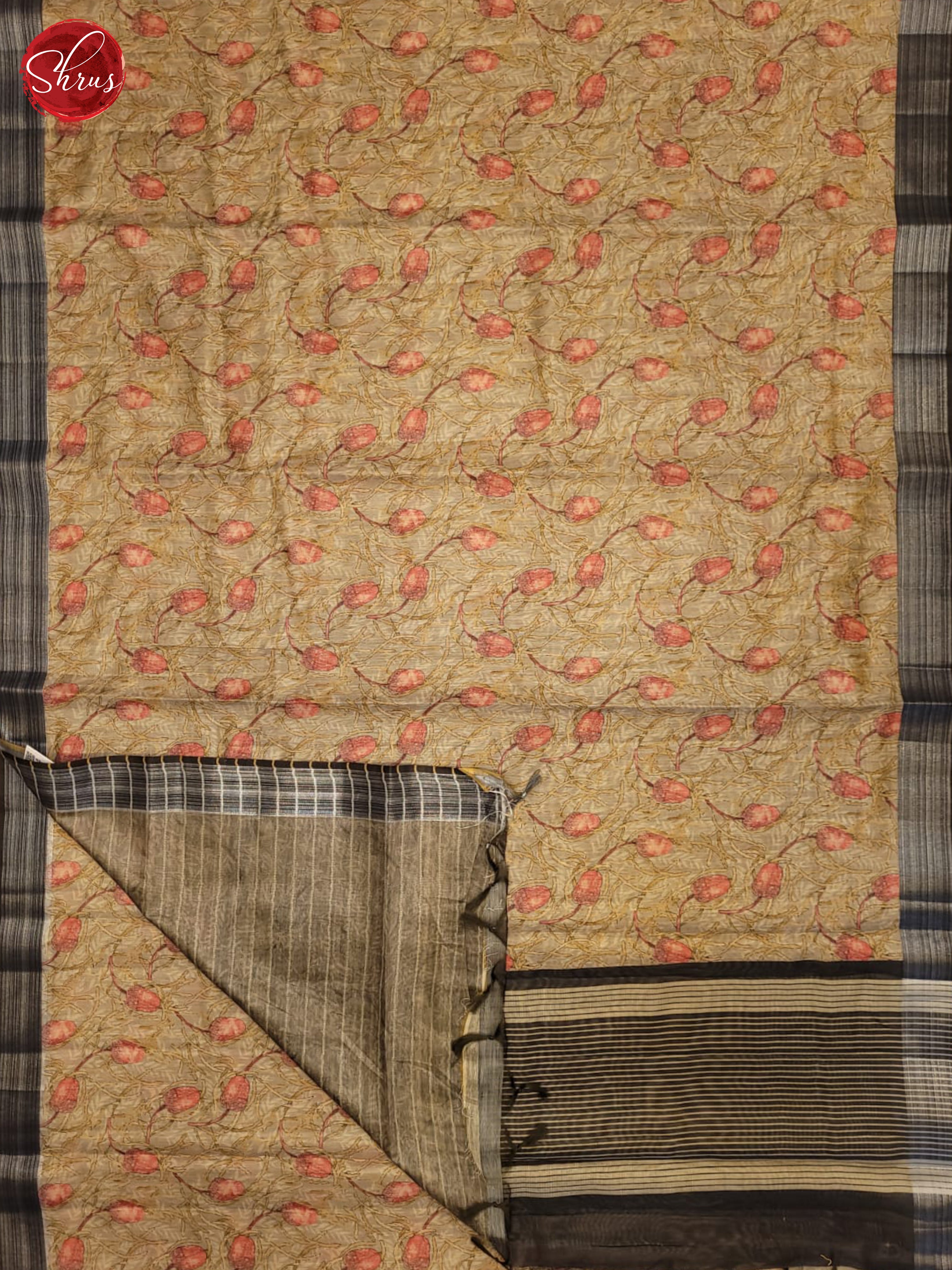 Beige & Black - Semi gicha Saree - Shop on ShrusEternity.com