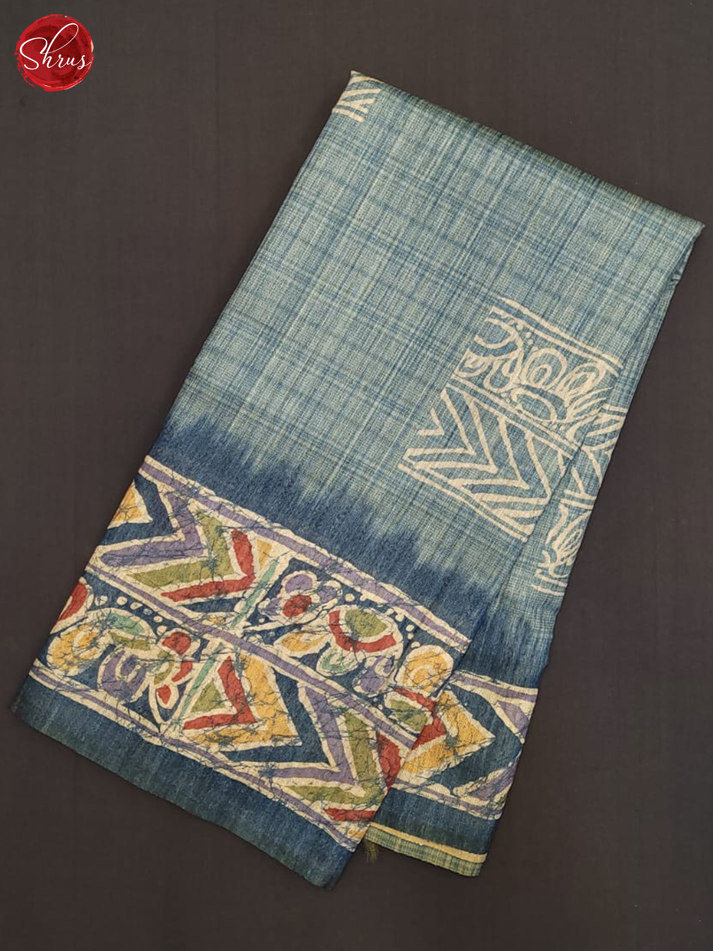 Blue- Semi gicha Saree - Shop on ShrusEternity.com