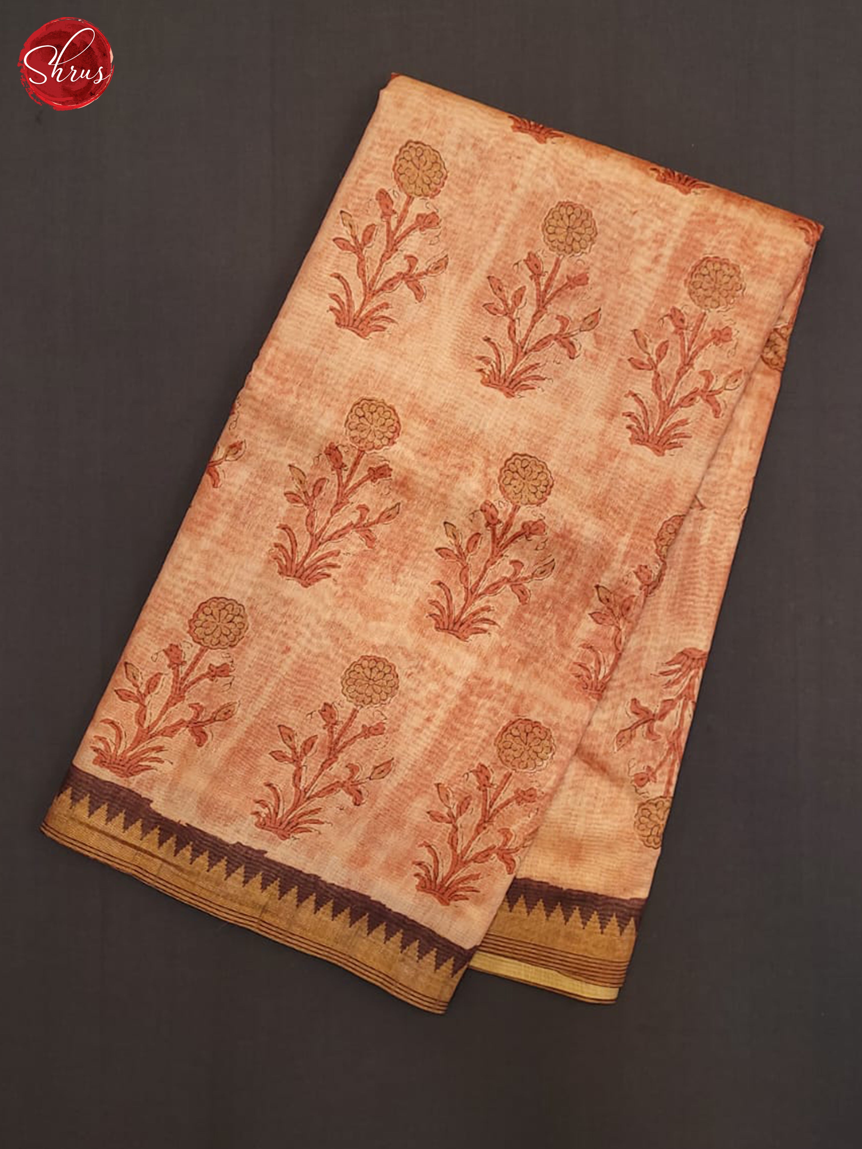 Orange & Brown - Semi gicha Saree - Shop on ShrusEternity.com