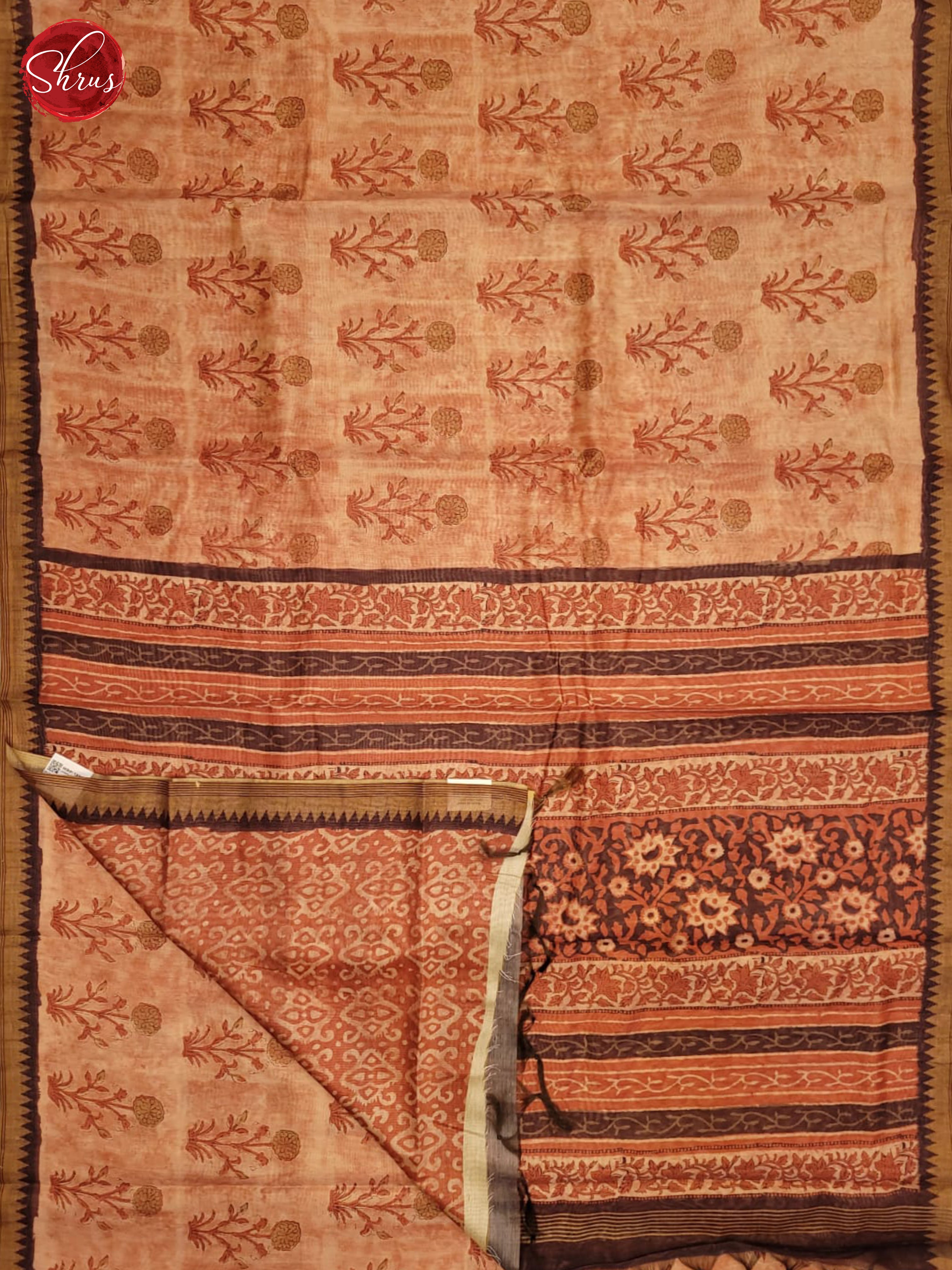 Orange & Brown - Semi gicha Saree - Shop on ShrusEternity.com